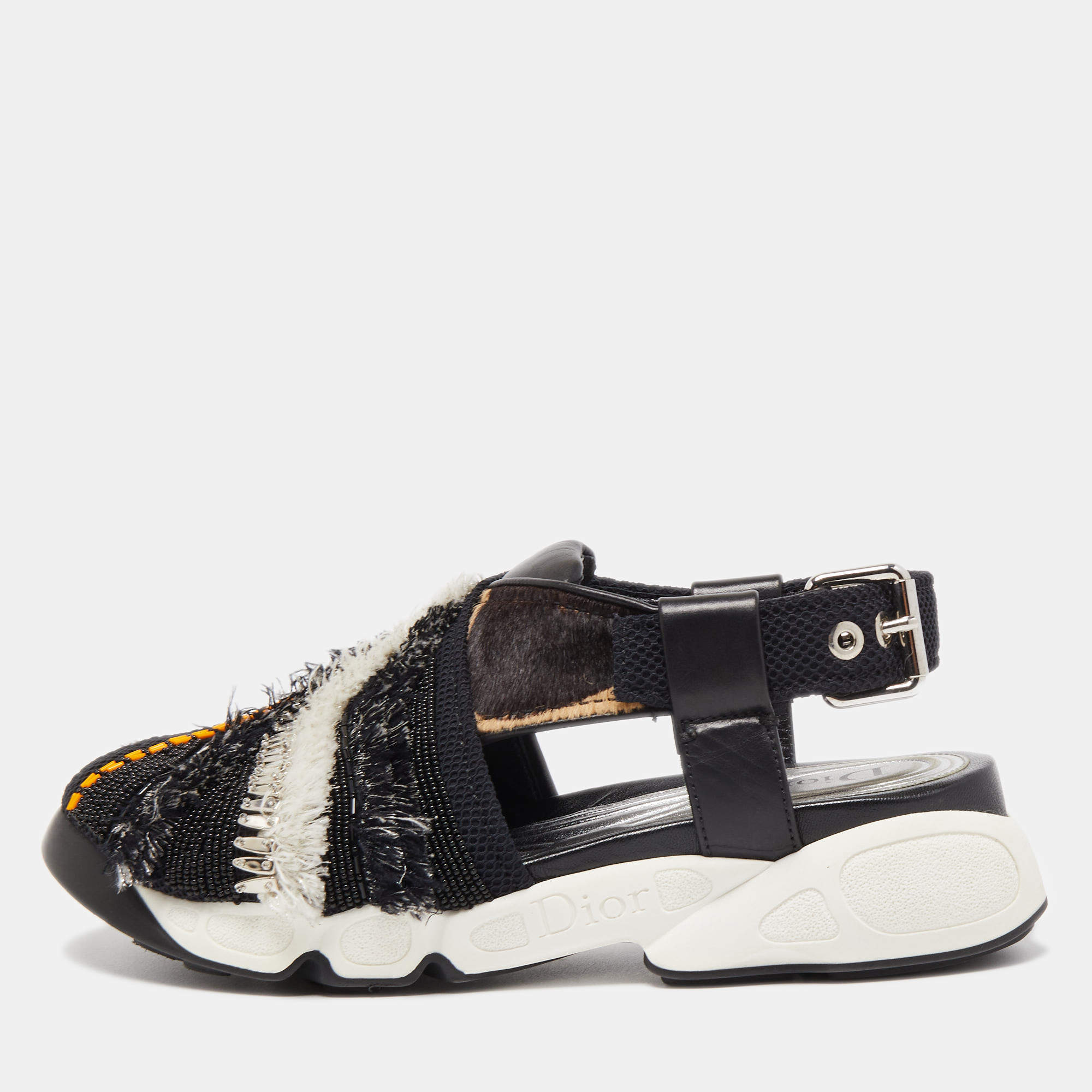 Dior Multicolor Calf Hair and Leather Fusion Sneaker Sandals Size 39
