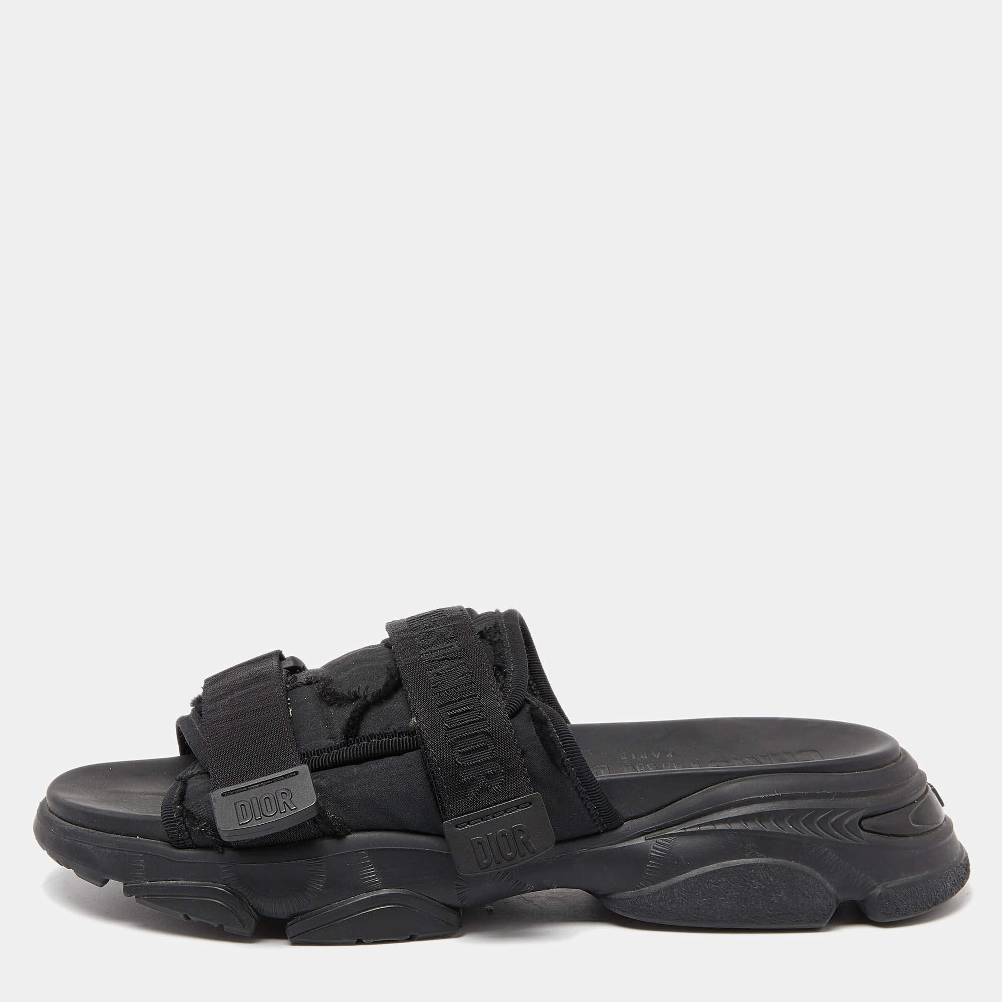 Dior Black Fabric D-Wander Sandals Size 40