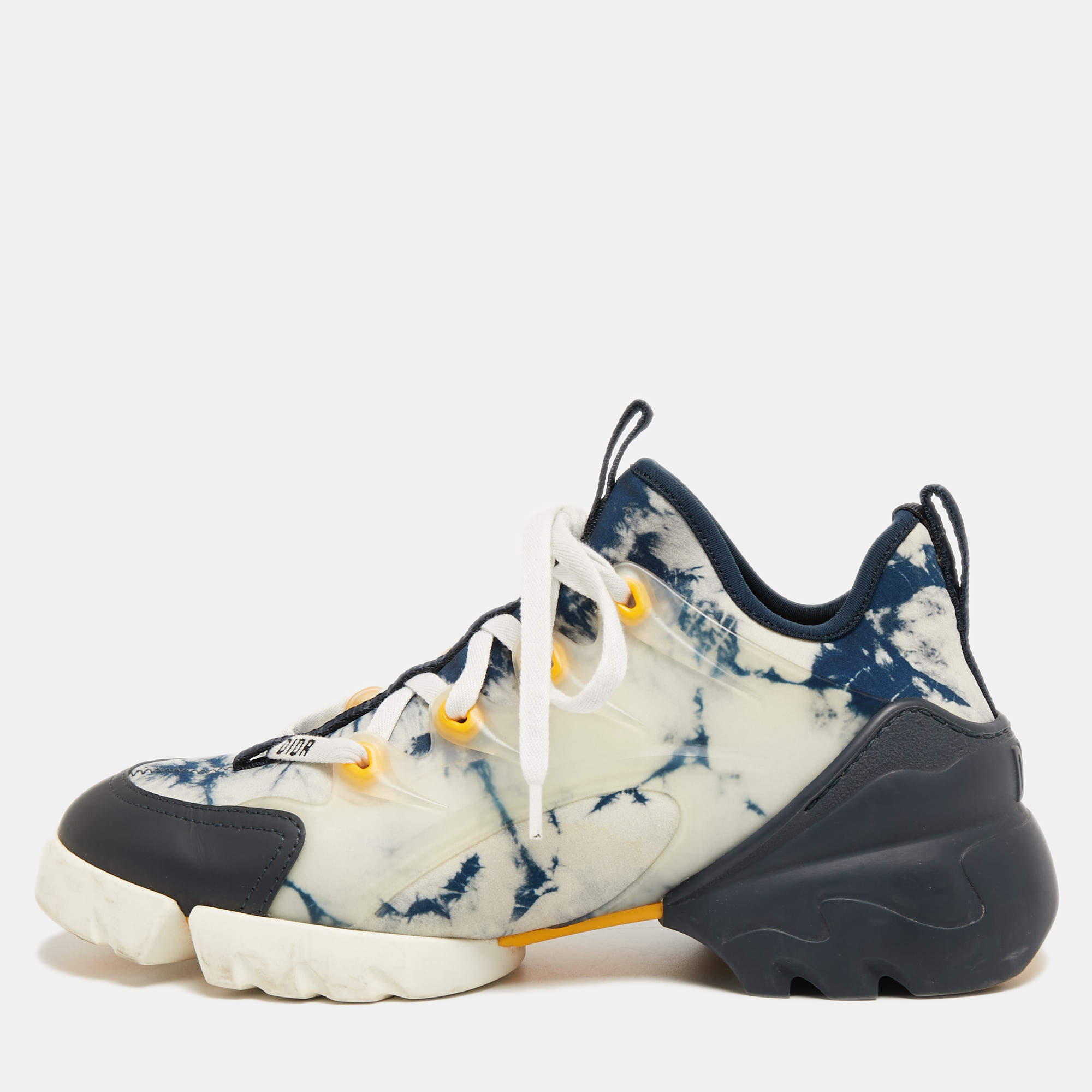 Dior Two Tone Fabric and Leather D-Connect Sneakers Size 36.5