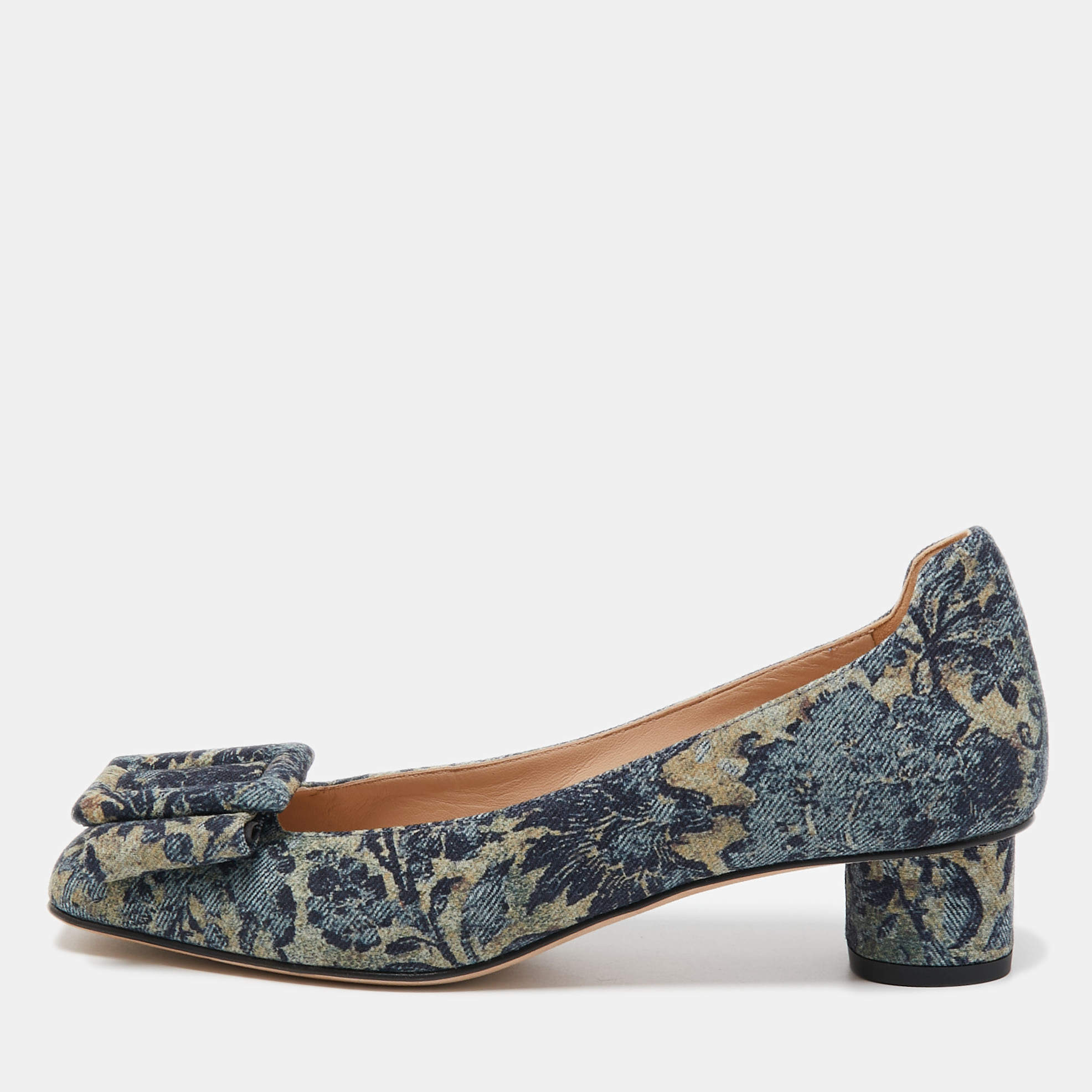 Dior Blue Printed Canvas Idylle Pumps Size 37.5