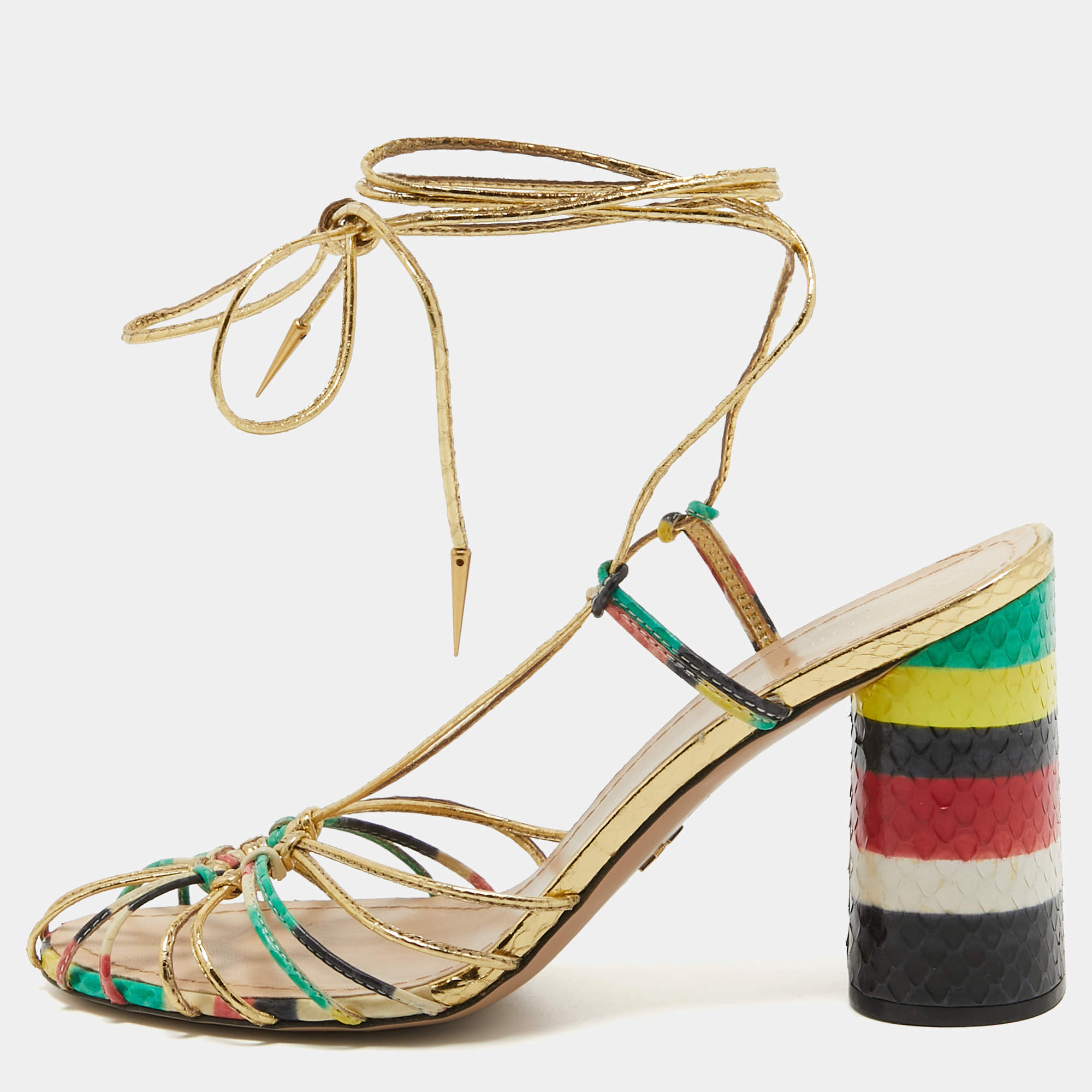 Dior Multicolor Leather Stripy  Ankle Wrap Sandals Size 40.5