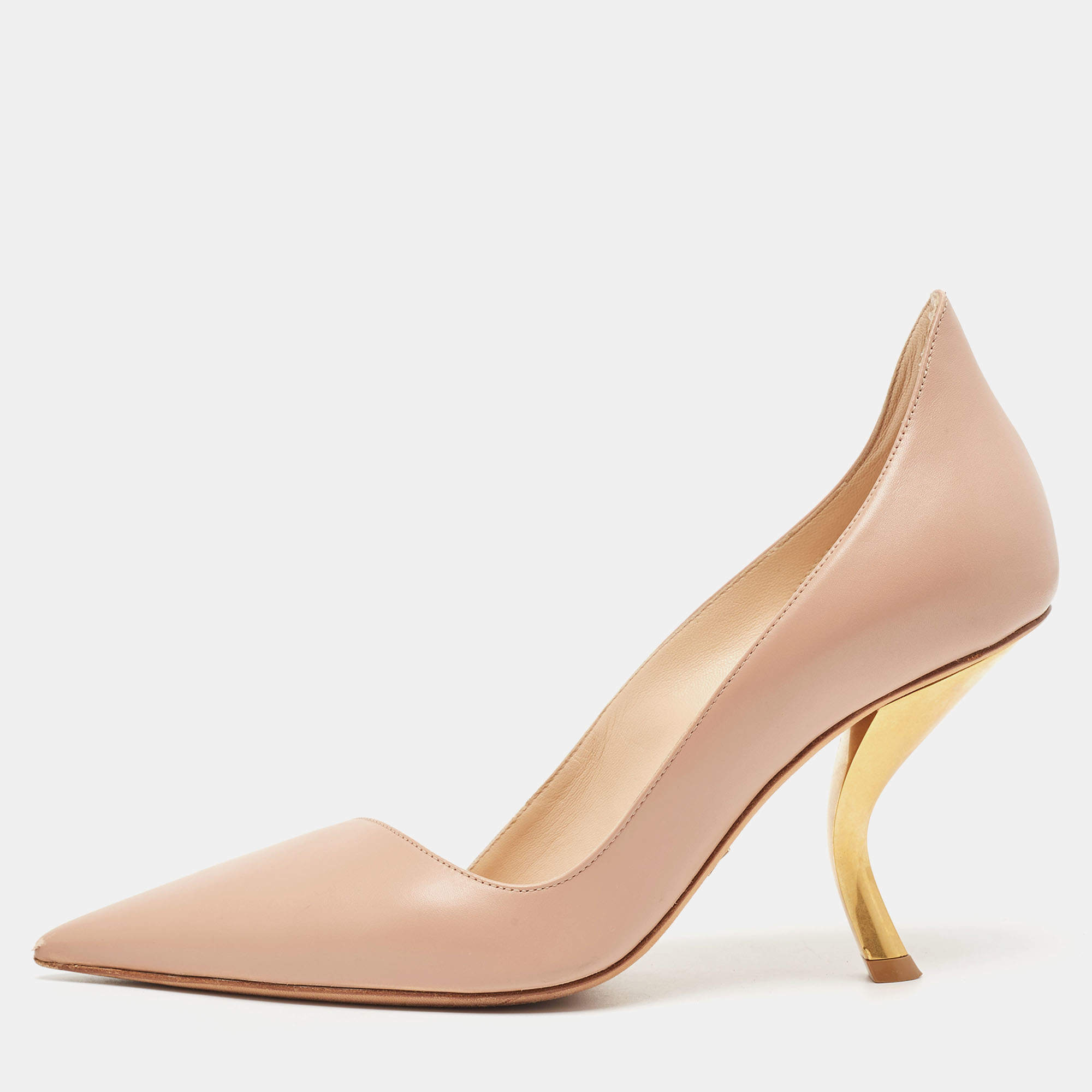 Dior Beige Leather Pointed Toe D moi Pumps Size 38