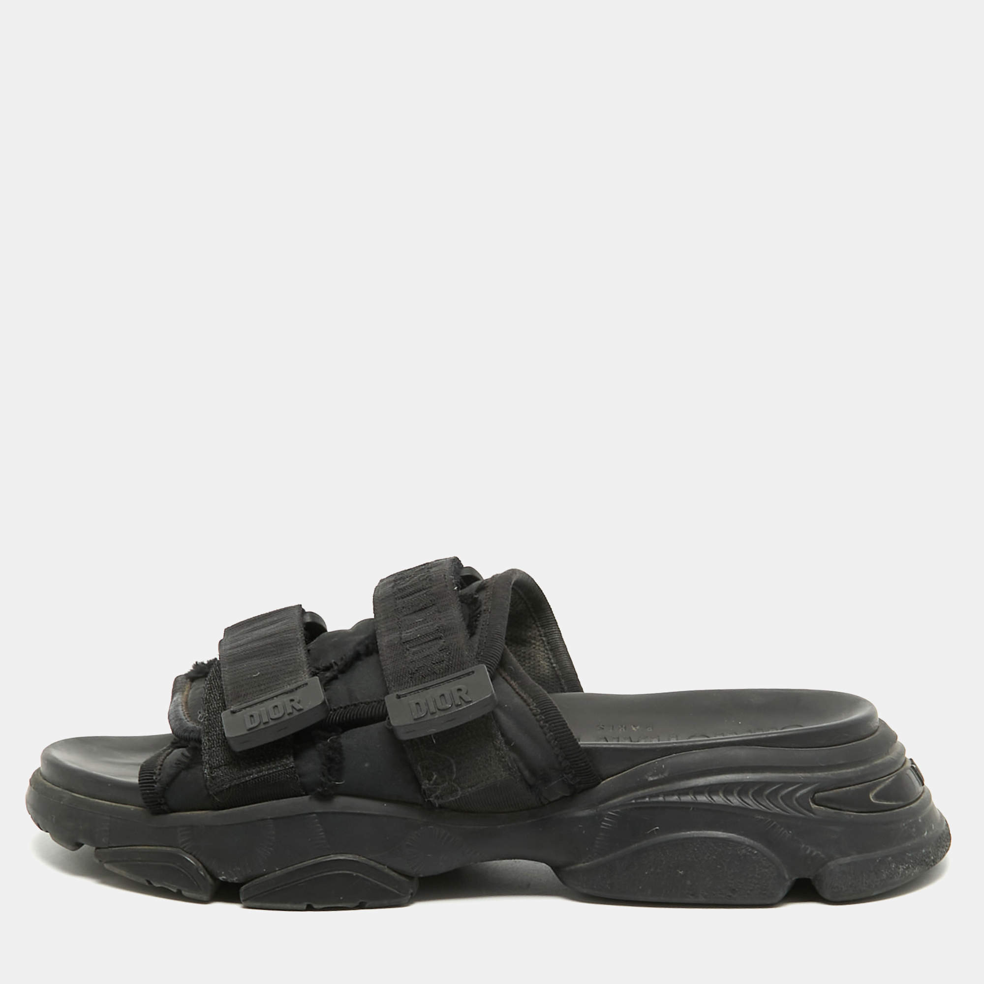 Dior Black Nylon D Wander  Sandals Size 38
