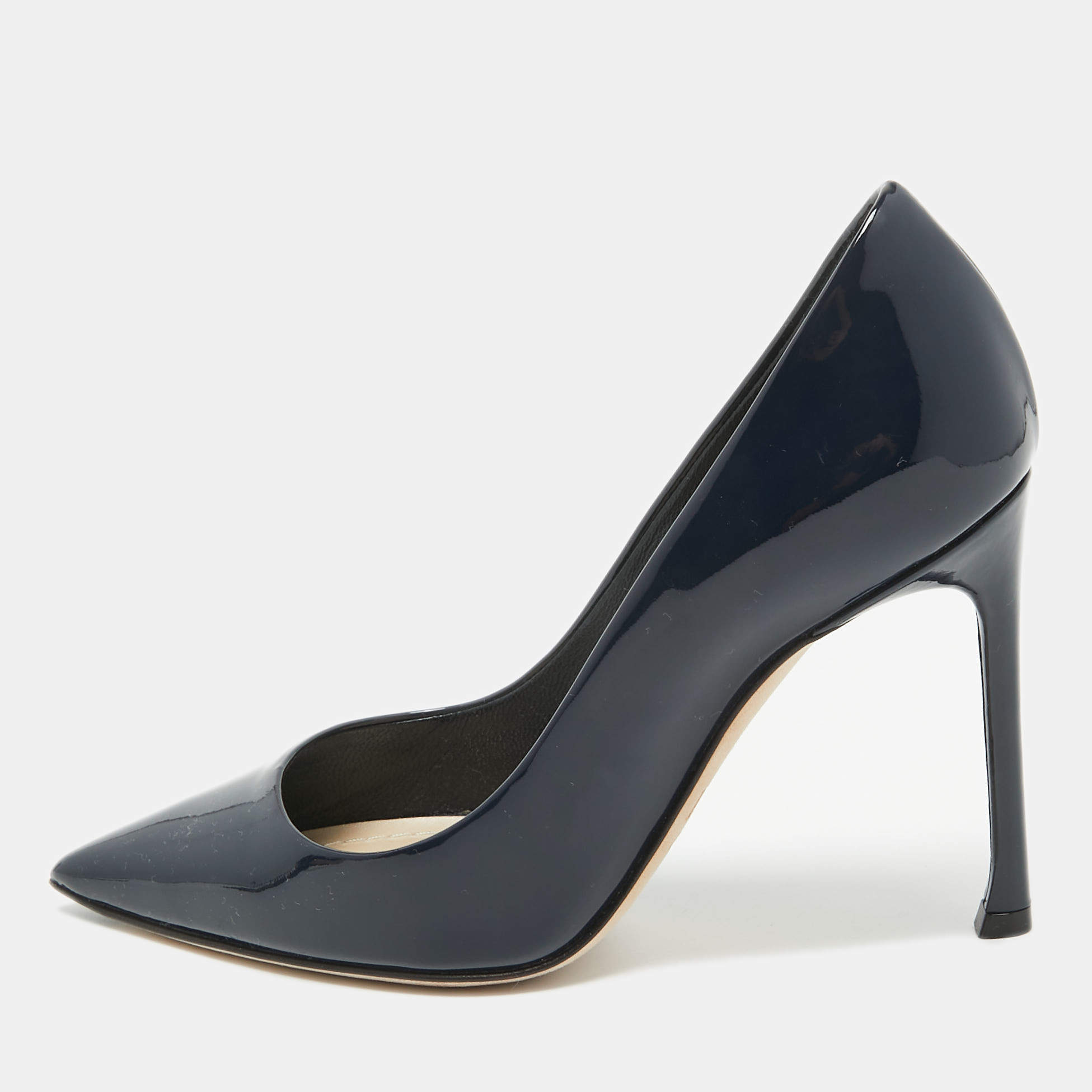 مملوكة مسبقًا Dior Navy Blue Patent Pointed Toe  Pumps Size 34