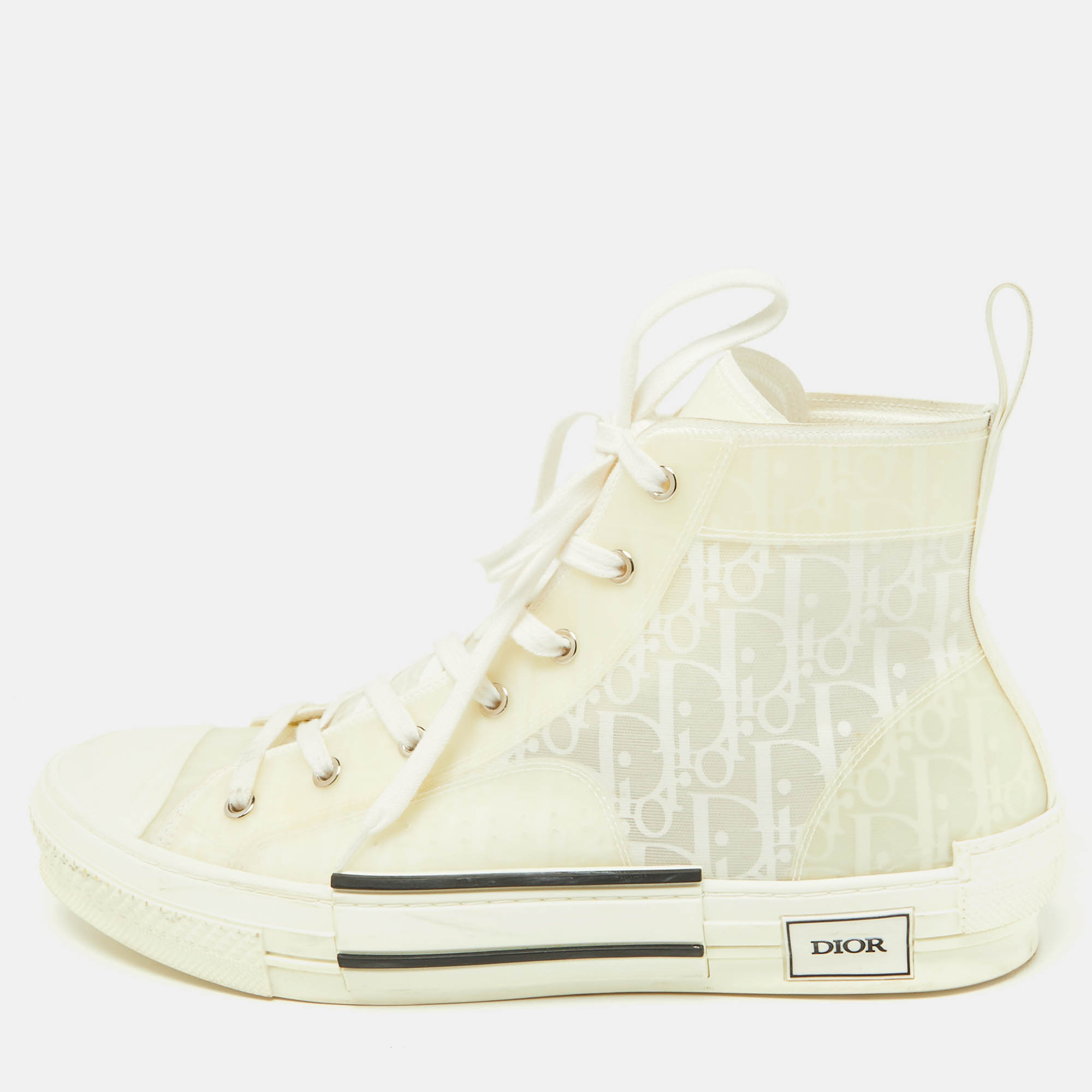 Dior White Mesh and Rubber B23 High Top Sneakers Size 45