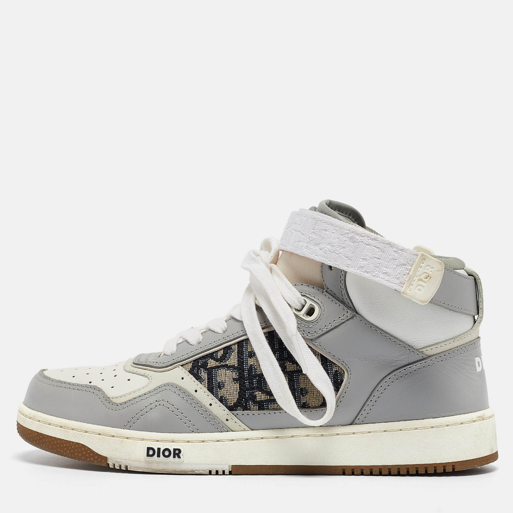 Christian Dior Leather and Canvas B27 High Top Sneakers Size 38