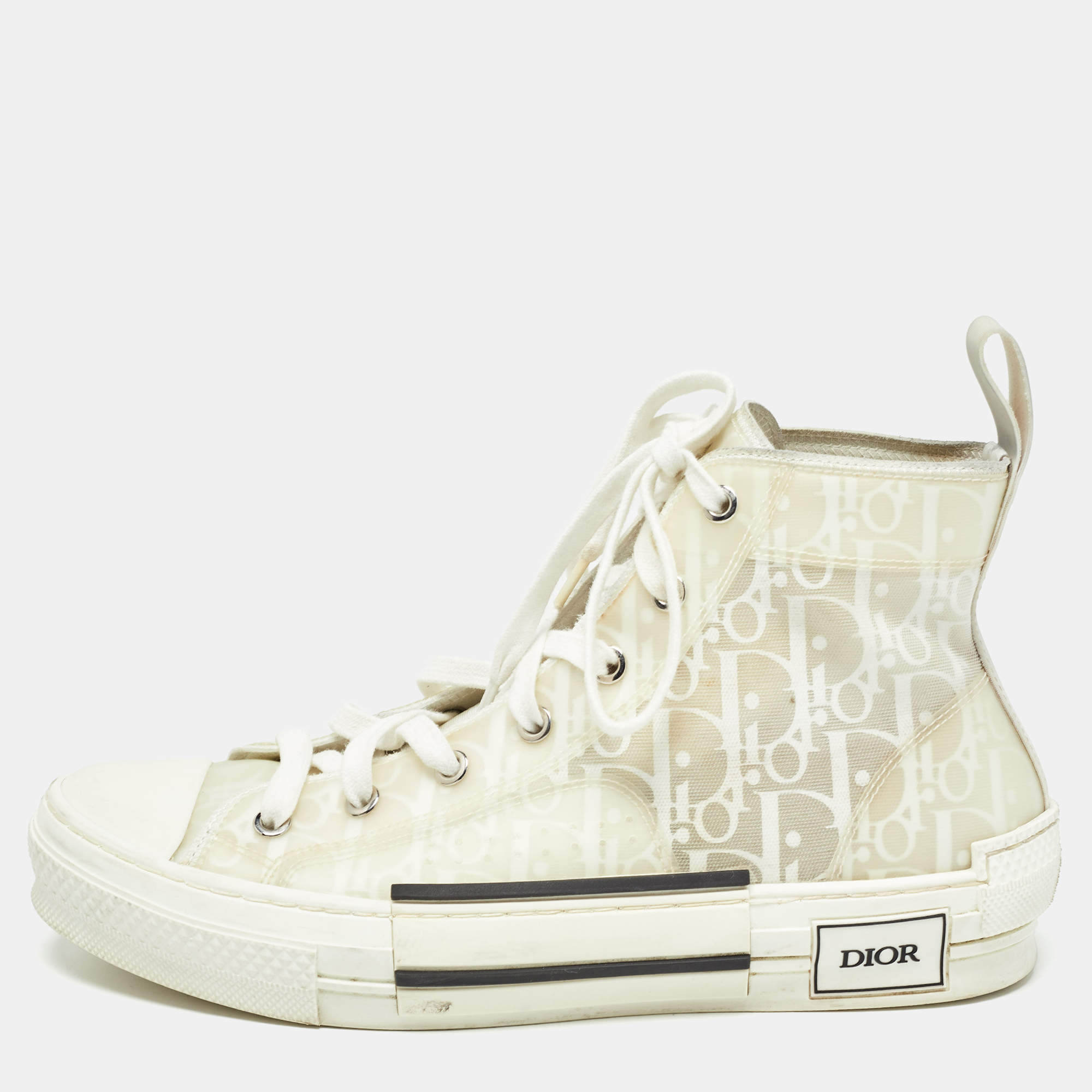 Dior White Mesh and Rubber B23 High Top Sneakers Size 39