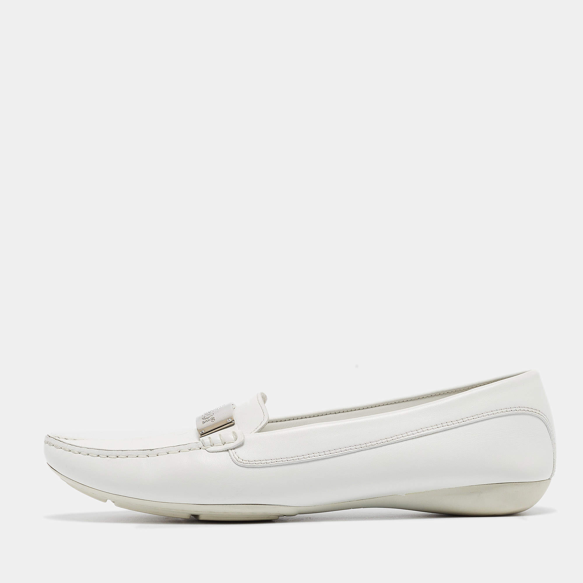 Dior White Leather Loafers Size 39.5