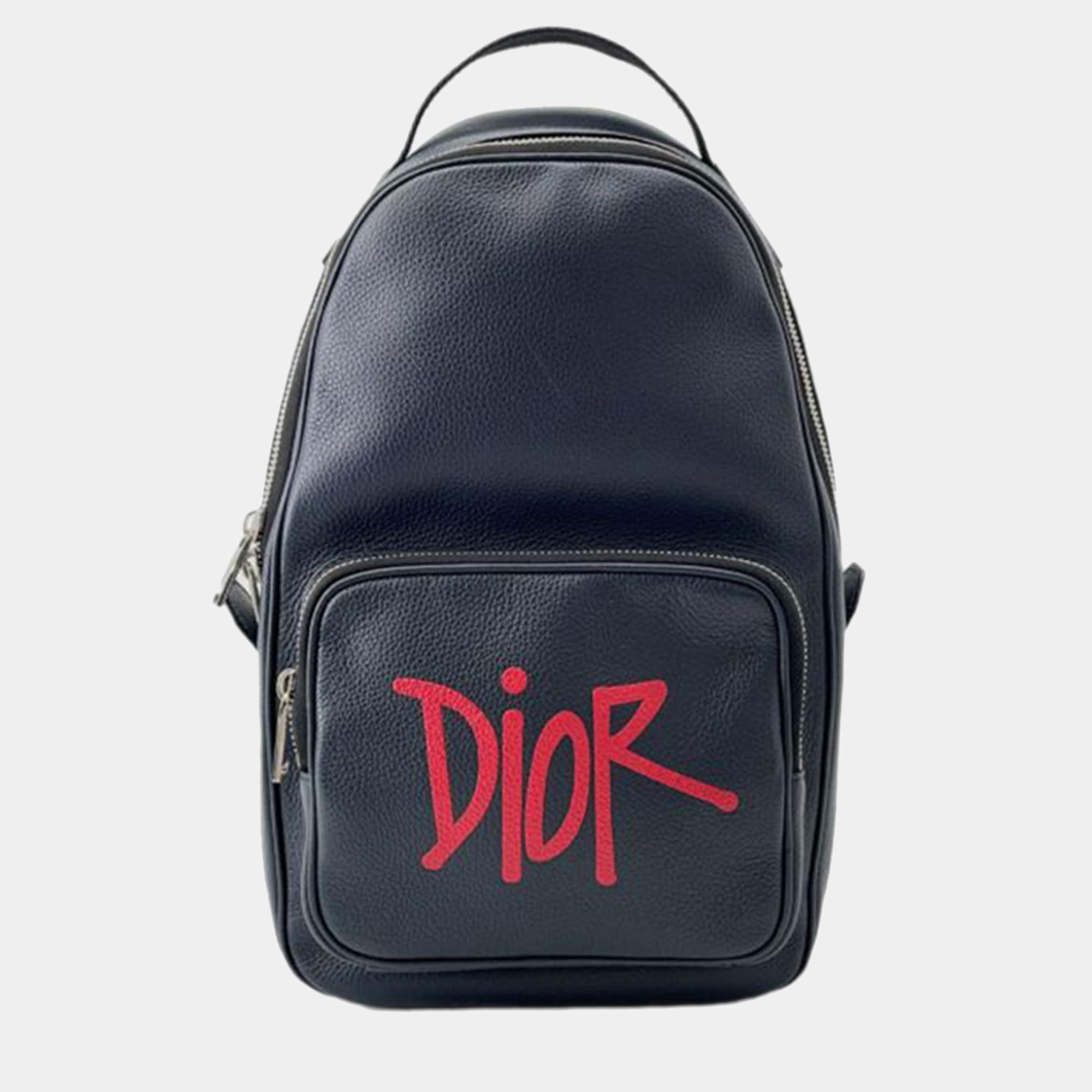 Pre Owned Dior Shawn Stussy Grained Calfskin Year of the Ox Sling Bag