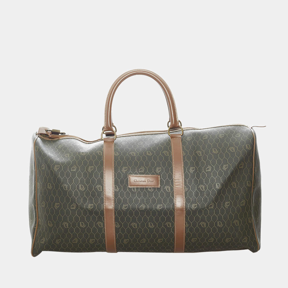 Pre Owned Dior Brown Honeycomb Travel Bag