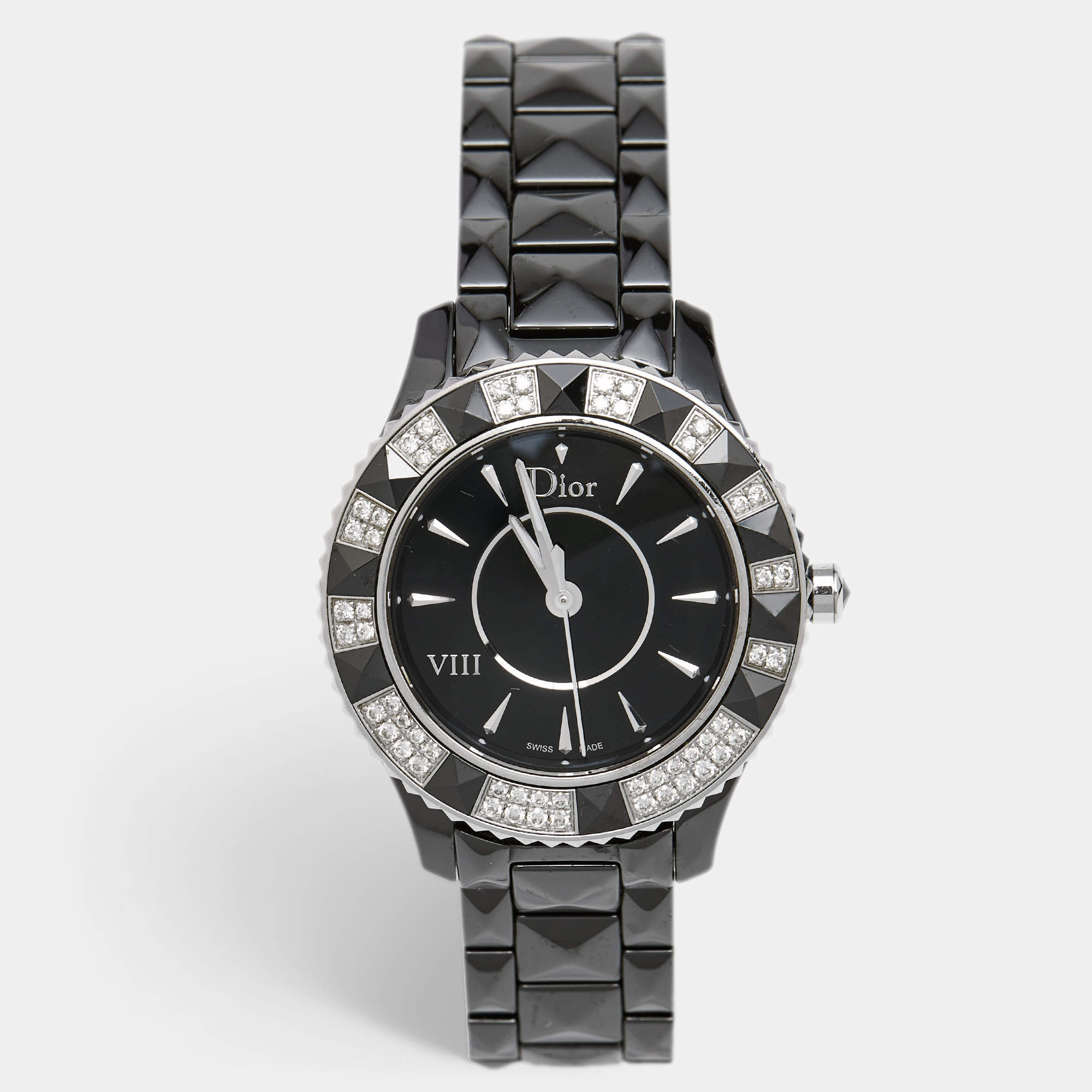 Dior Black Diamond Ceramic Stainless Steel Dior VIII CD1231E1C001 Women's Wristwatch 33 mm 