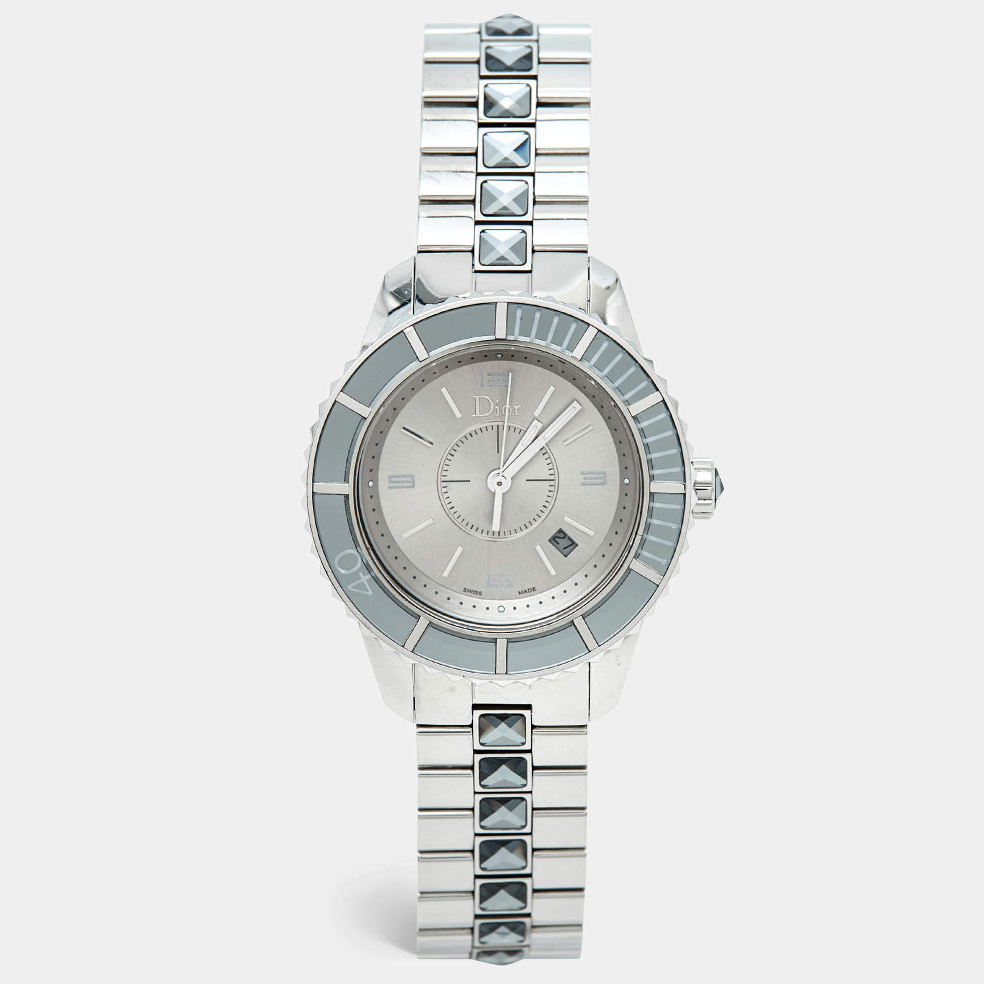 Dior Silver Dial Stainless Steel Christal CD113116M001 Women's Wristwatch 33 mm