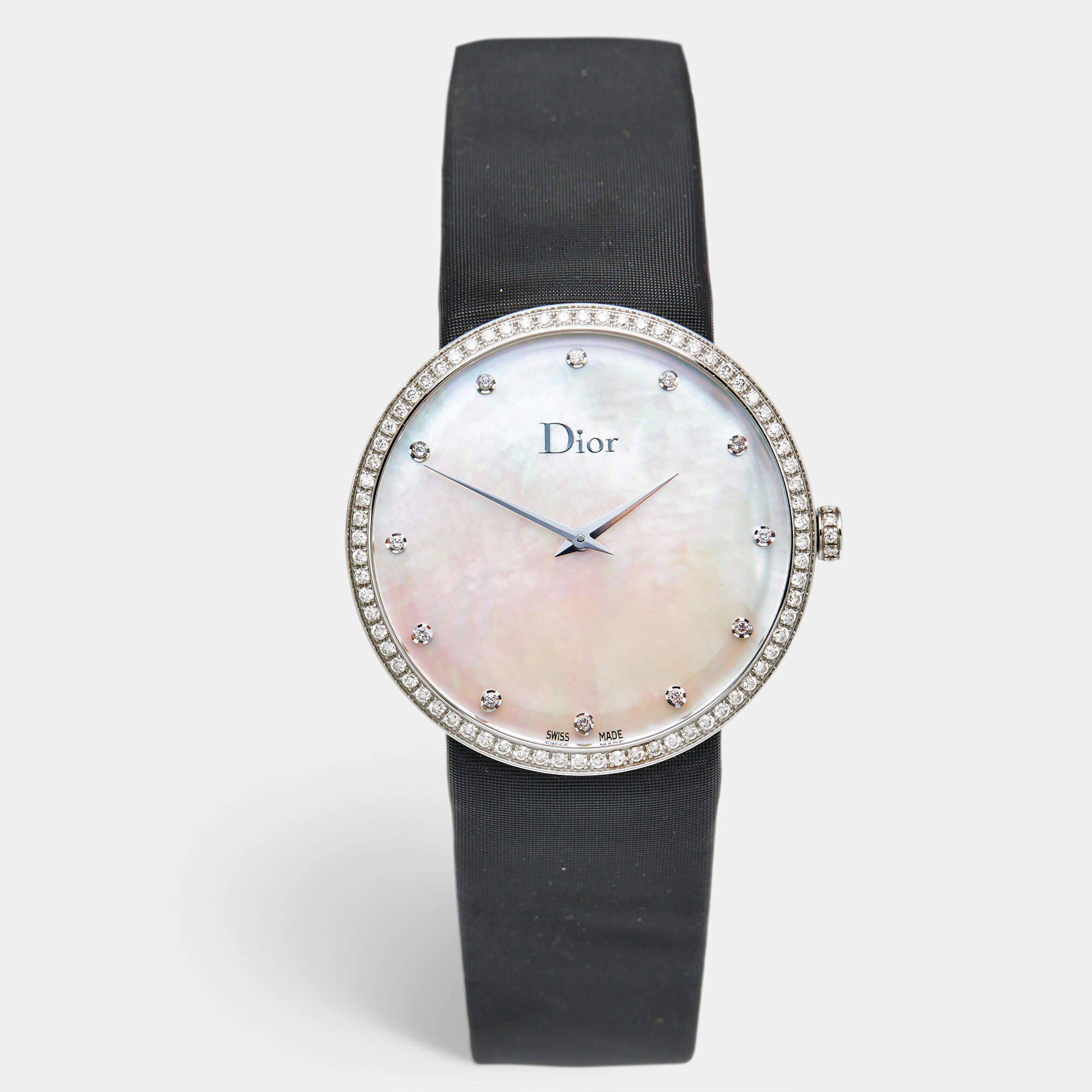 Dior Mother Of Pearl Diamond Stainless Steel La D De Dior CD043114A001 Women's Wristwatch 38 mm