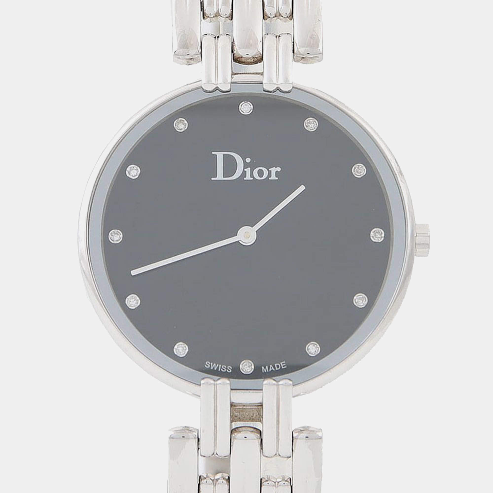 مملوكة مسبقًا ساعة يد نسائية ديور باجيرا CD094110 ألماس ستانلس ستيل كوارتز سوداء 35.5 مم