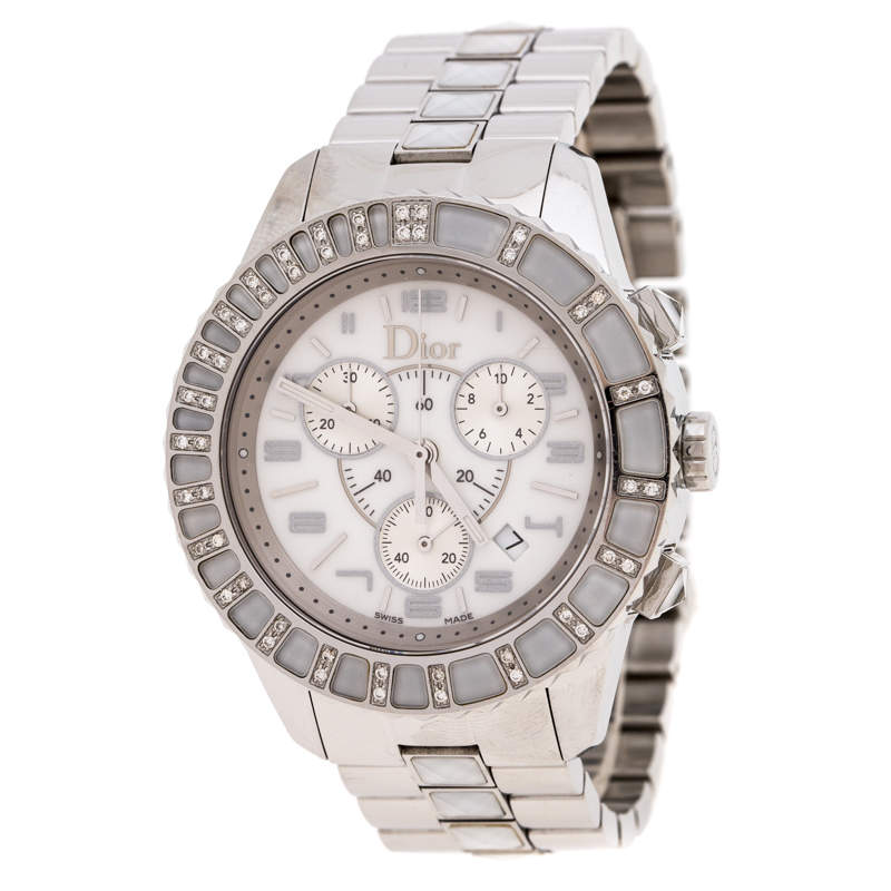 Dior White Stainless Steel Diamonds Christal CD114311 Women's Wristwatch 38 mm