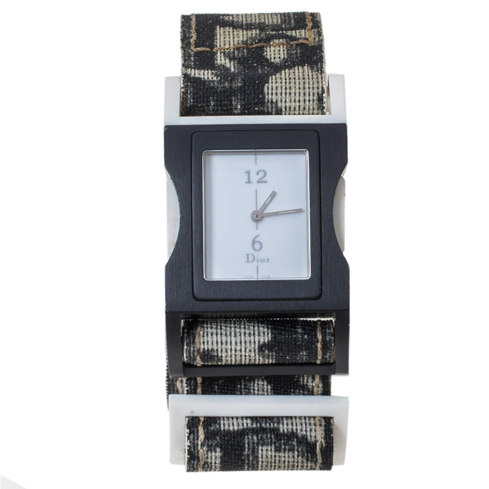 مملوكة مسبقًا ساعة يد نسائية ديور D100-321  ألومنيوم وكانفاس بيضاء 30 مم