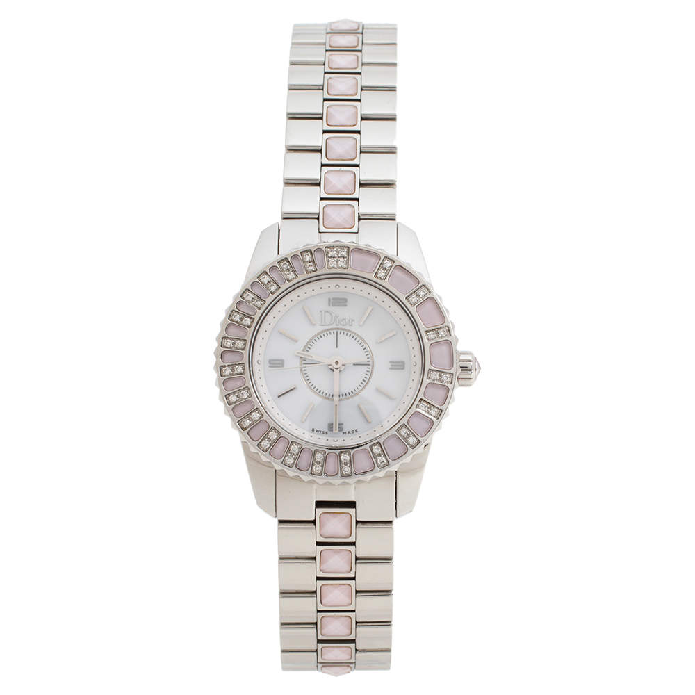 Dior Mother Of Pearl Stainless Steel Diamond Christal CD112111M001 Women's Wristwatch 28 mm