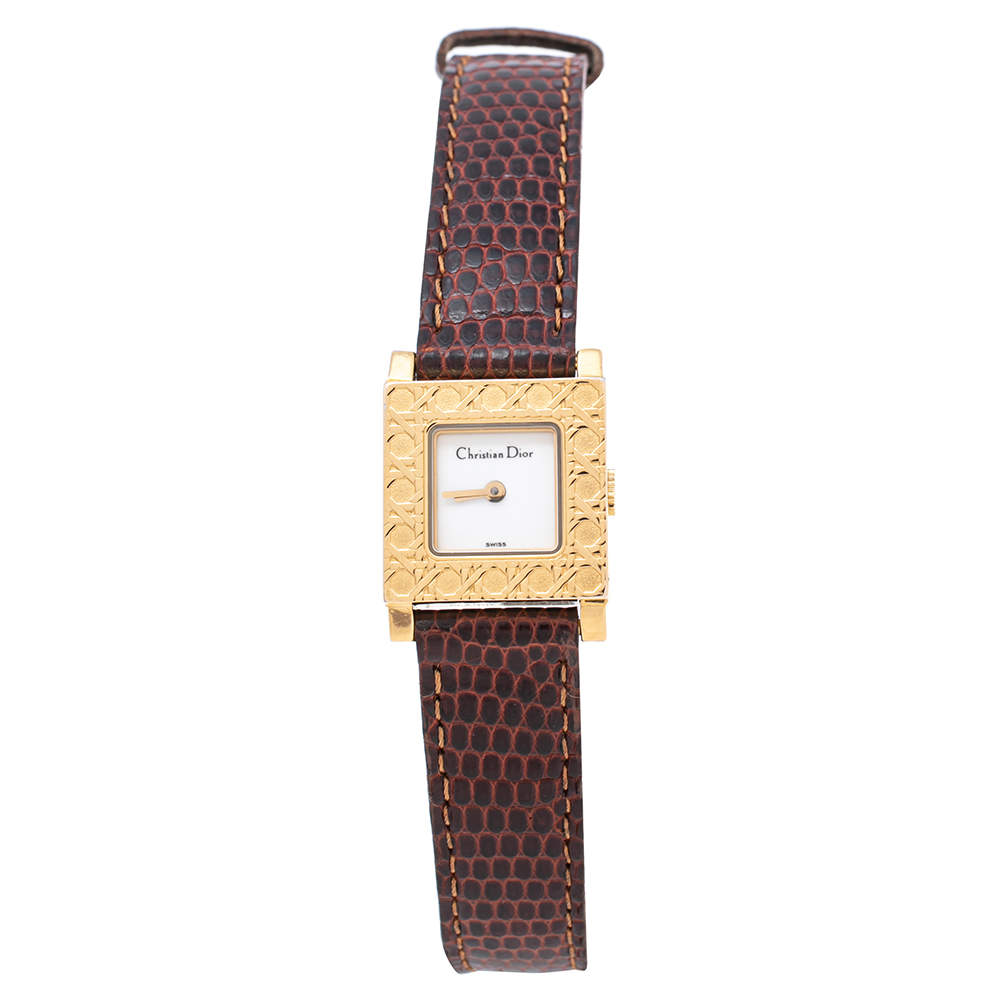 Christian Dior White Gold Plated Stainless Steel La Parisienne D60159 Women's Wristwatch 19 mm