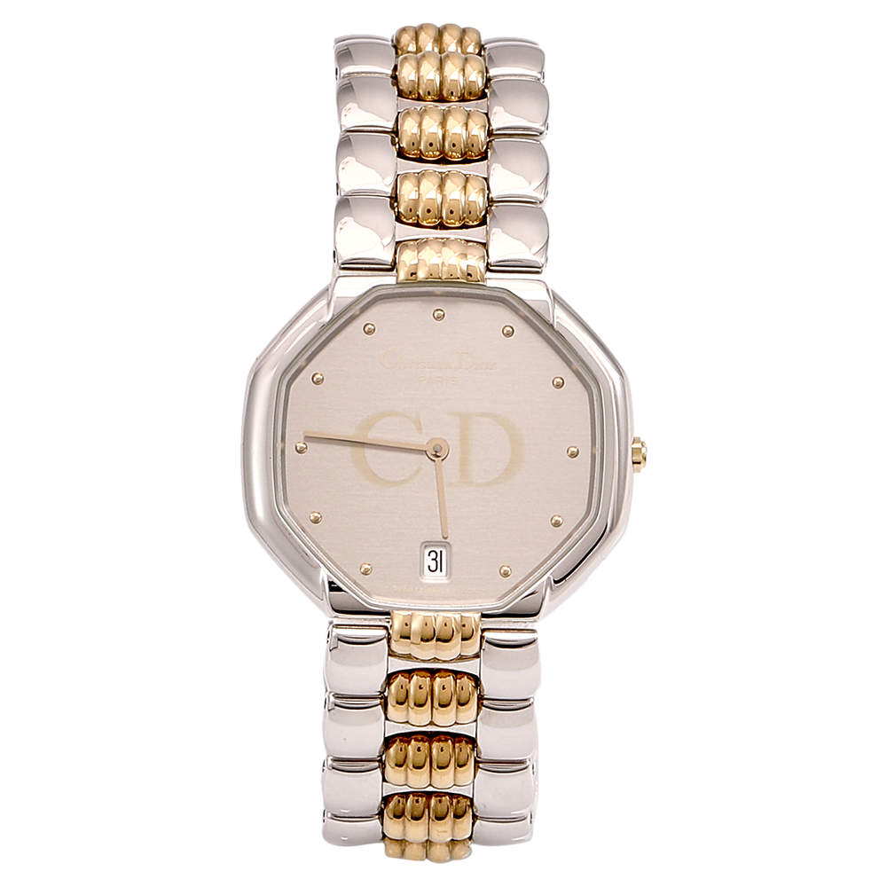 Christian Dior Grey Two Tone Stainless Steel  Octagon 45.204 Women's Wristwatch 32 mm