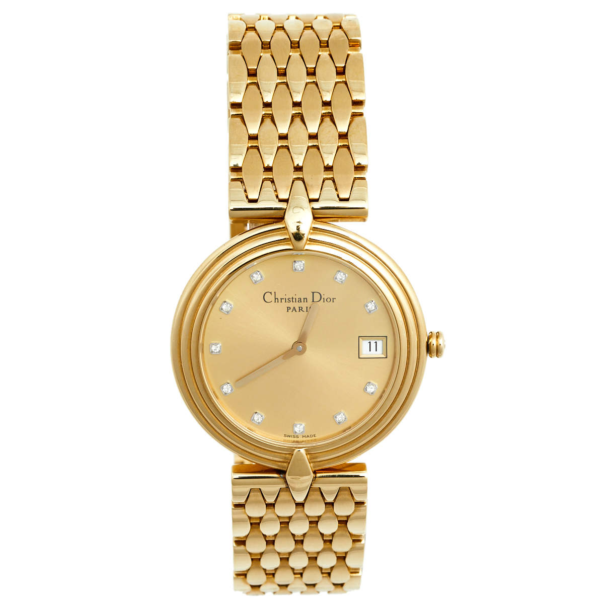 Christian Dior Champagne Gold Plated Stainless Steel D69-150 Women's Wristwatch 32 mm