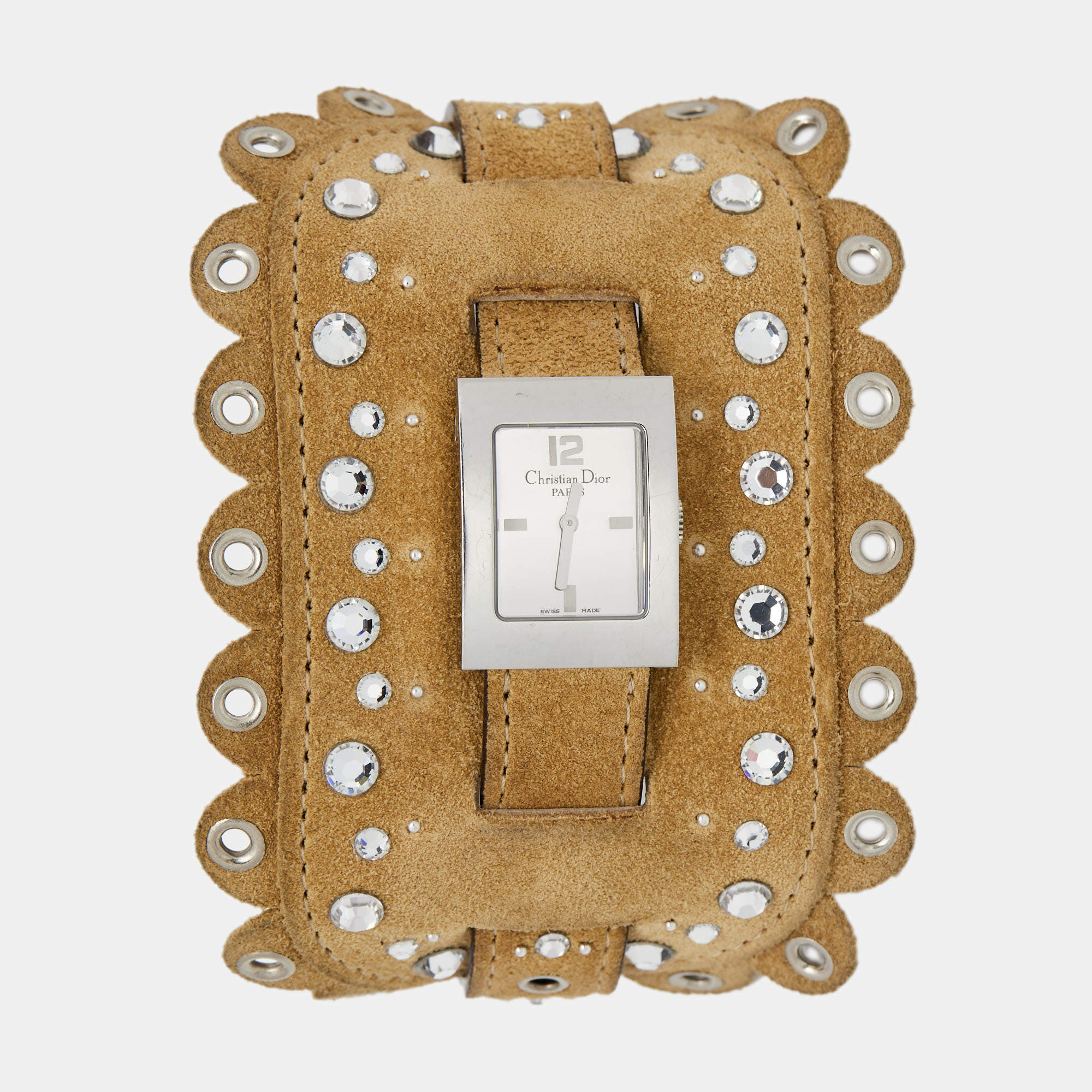 Dior Silver Stainless Steel Suede Malice D78-109 Women's Wristwatch 19 mm