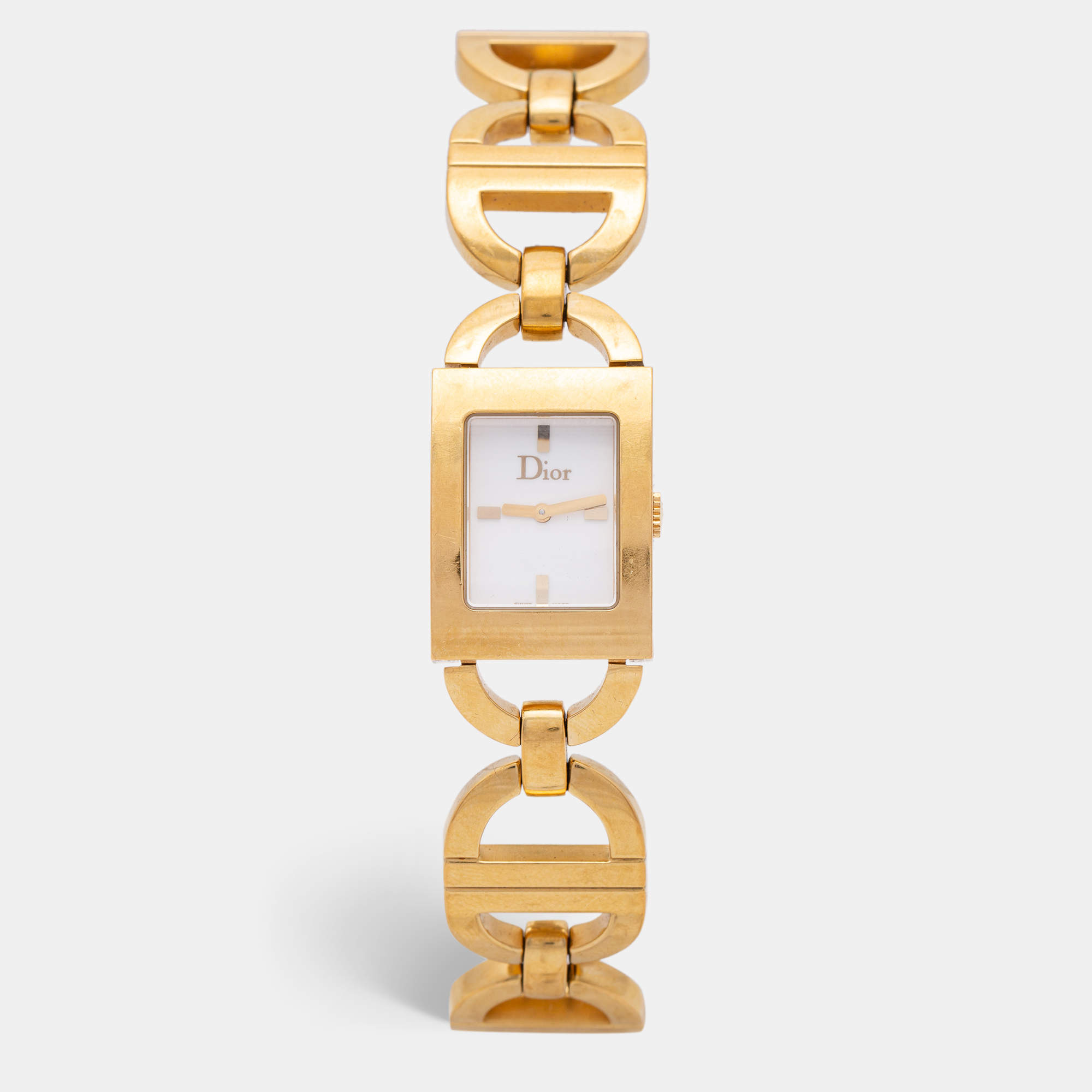Dior White Gold Plated Stainless Steel Malice D78-159 Women's Wristwatch 19 mm