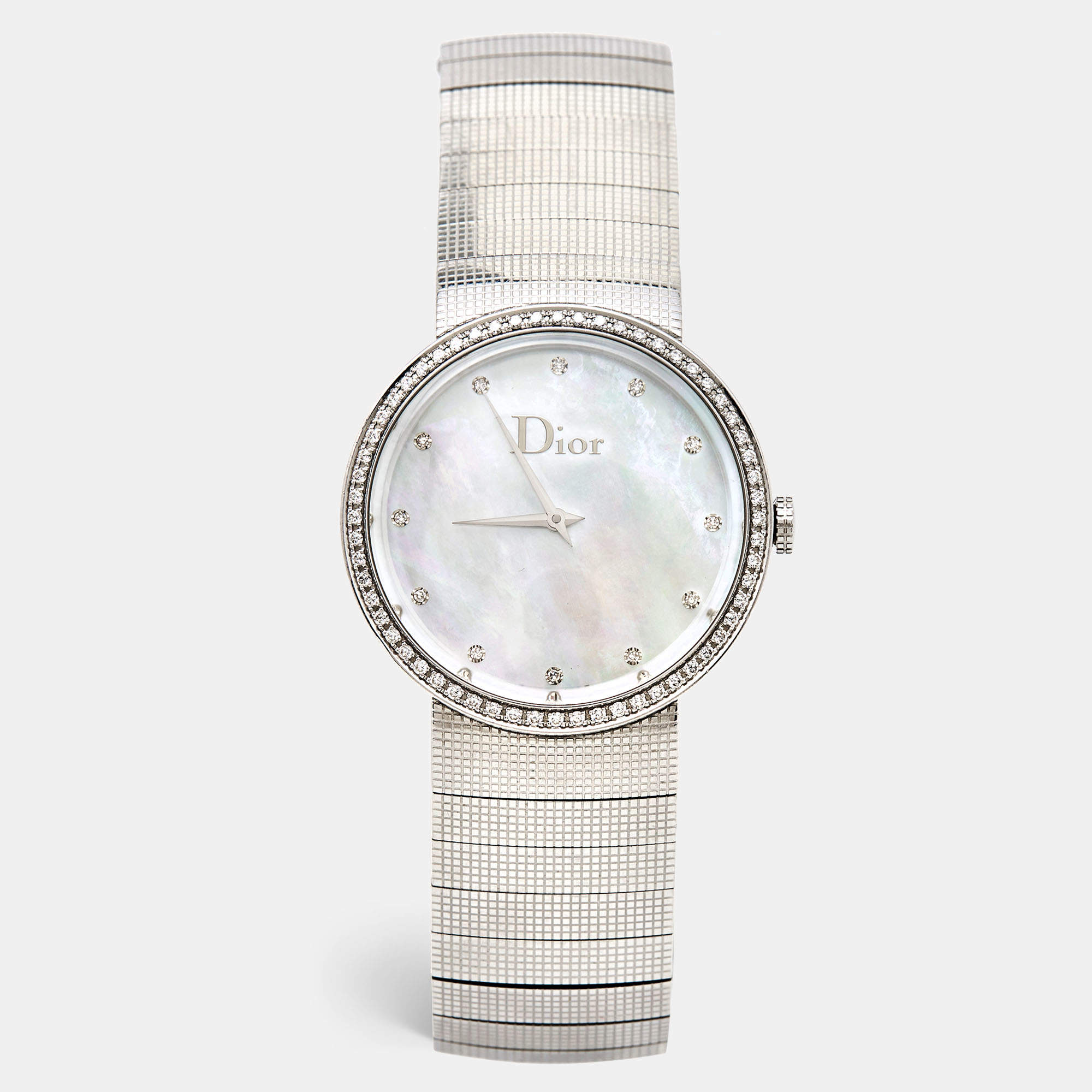 Dior Mother of Pearl Diamond Stainless Steel La D De Dior CD042111M002 Women's Wristwatch 33 mm