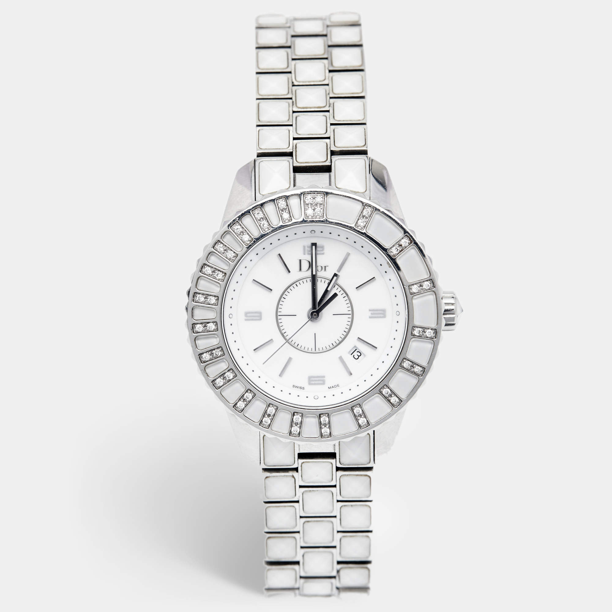 Dior White Diamonds Stainless Steel Christal CD113112M002 Women's Wristwatch 33 mm