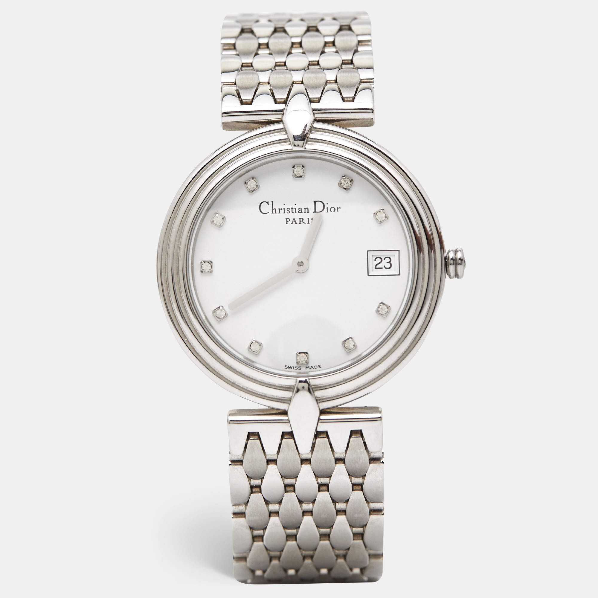 مملوكة مسبقًا Christian Dior White Stainless Steel D69-100 Women's Wristwatch 32 mm