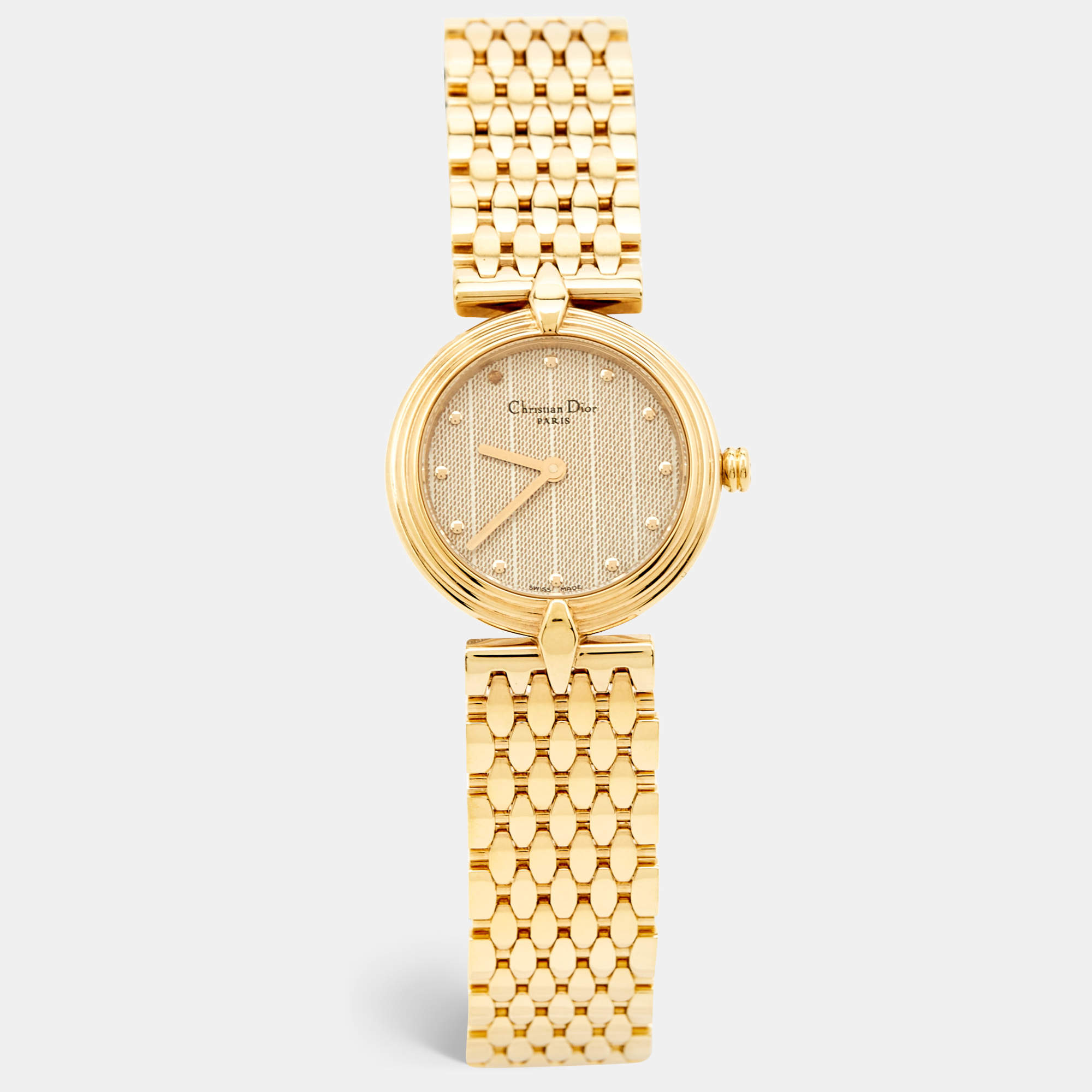 Pre Owned Dior Grey Gold Plated Stainless Steel D68-150 Women's Wristwatch 25 mm