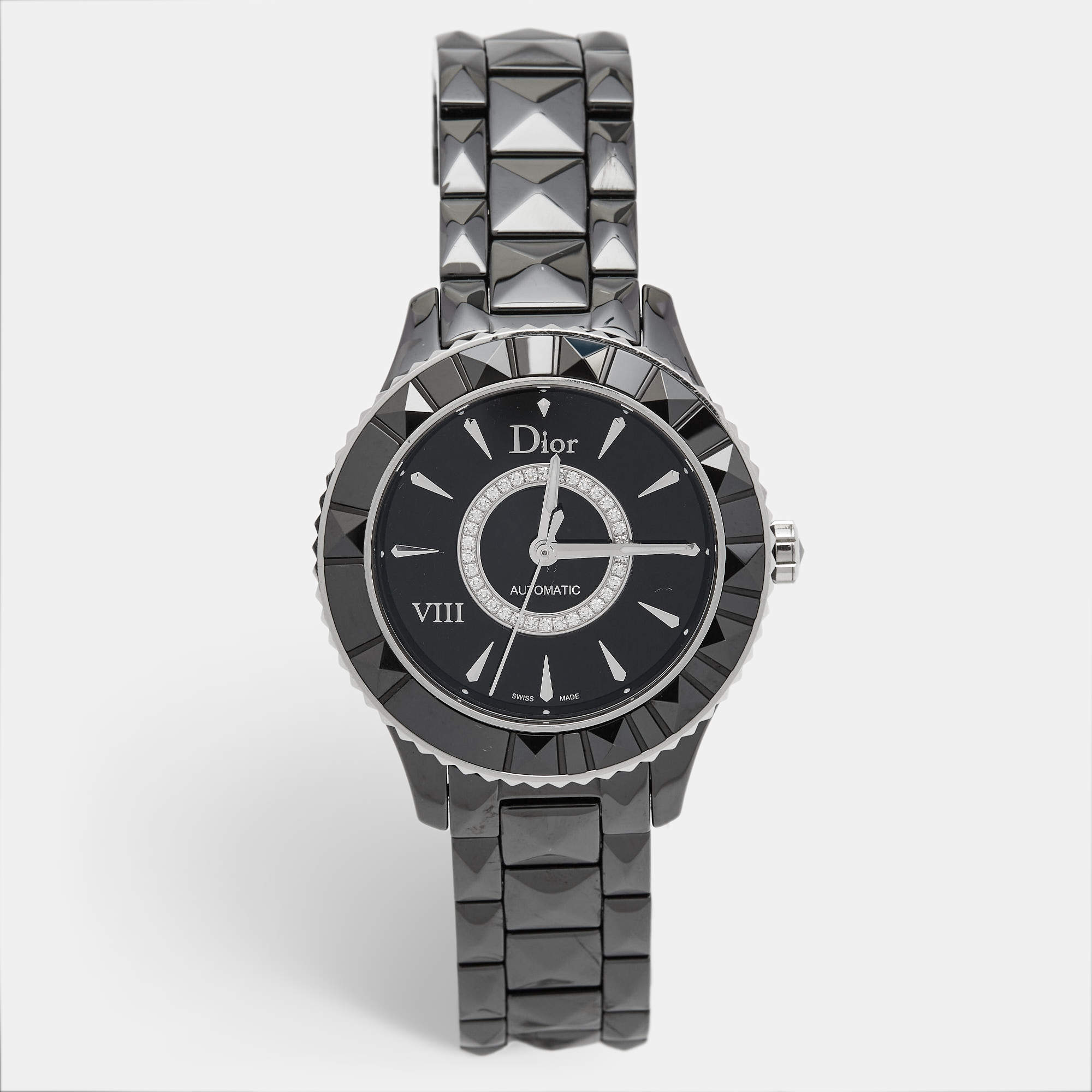 Dior Black Diamond Ceramic Stainless Steel Dior VIII CD1245E0C002 Women's Wristwatch 38 mm 