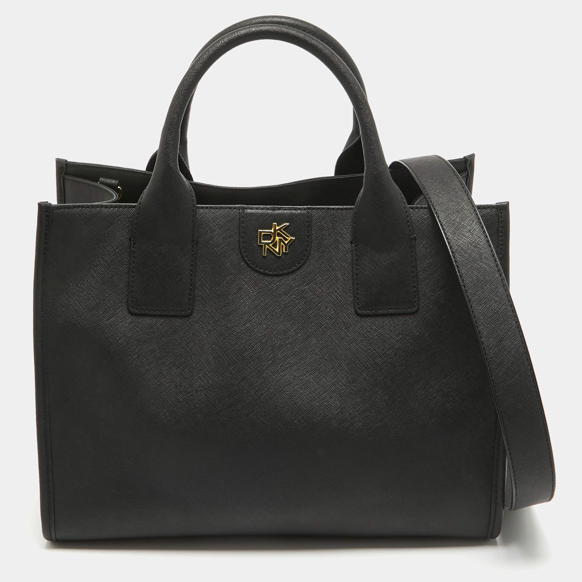Pre Owned DKNY Black Leather Medium Carol Tote