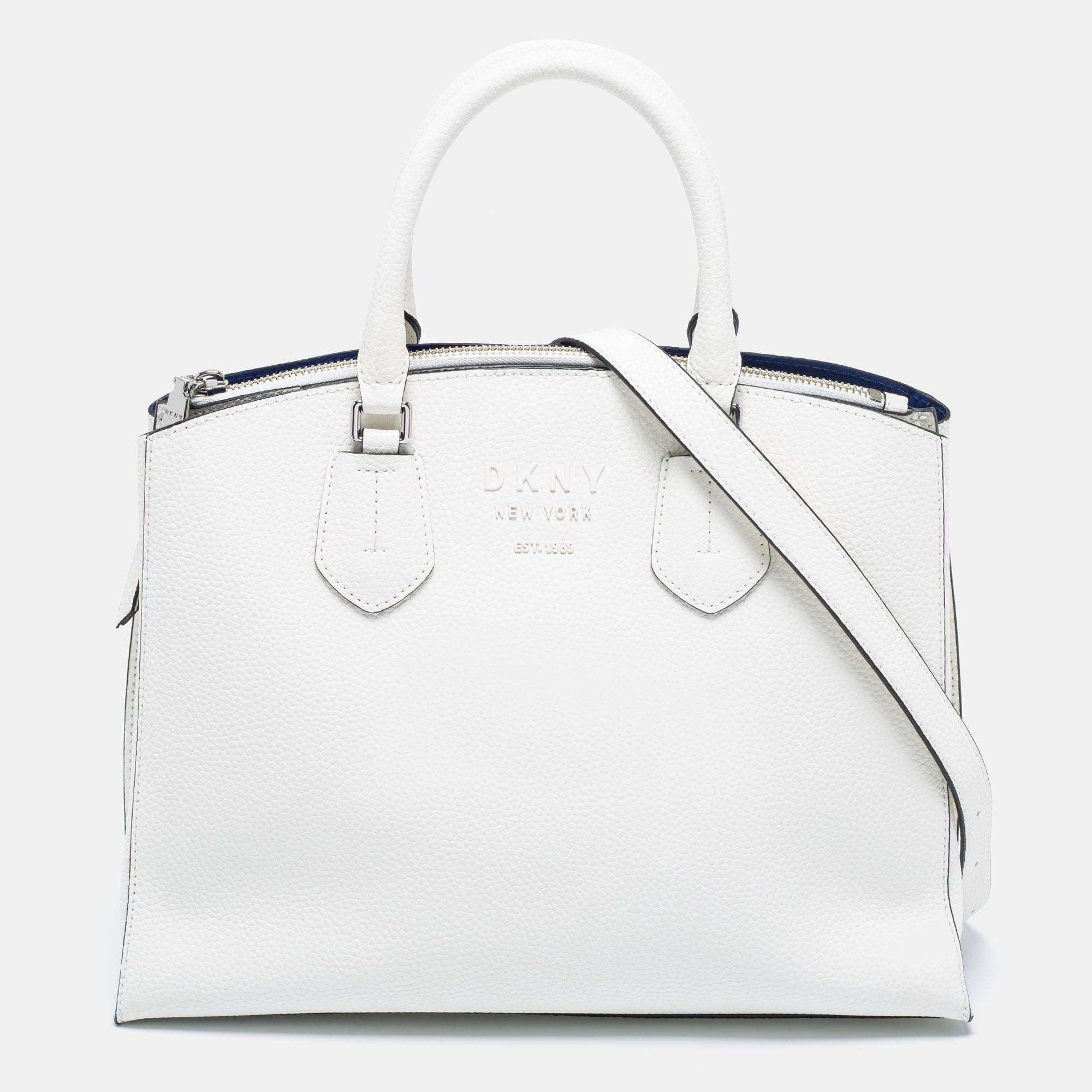 DKNY White Pebble Leather Noho Tote Dkny | The Luxury Closet