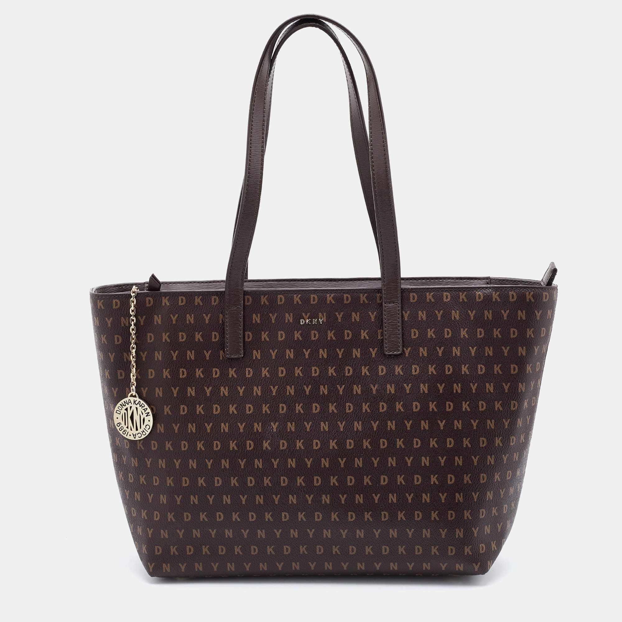 DKNY Brown Signature Coated Canvas Bryant Tote