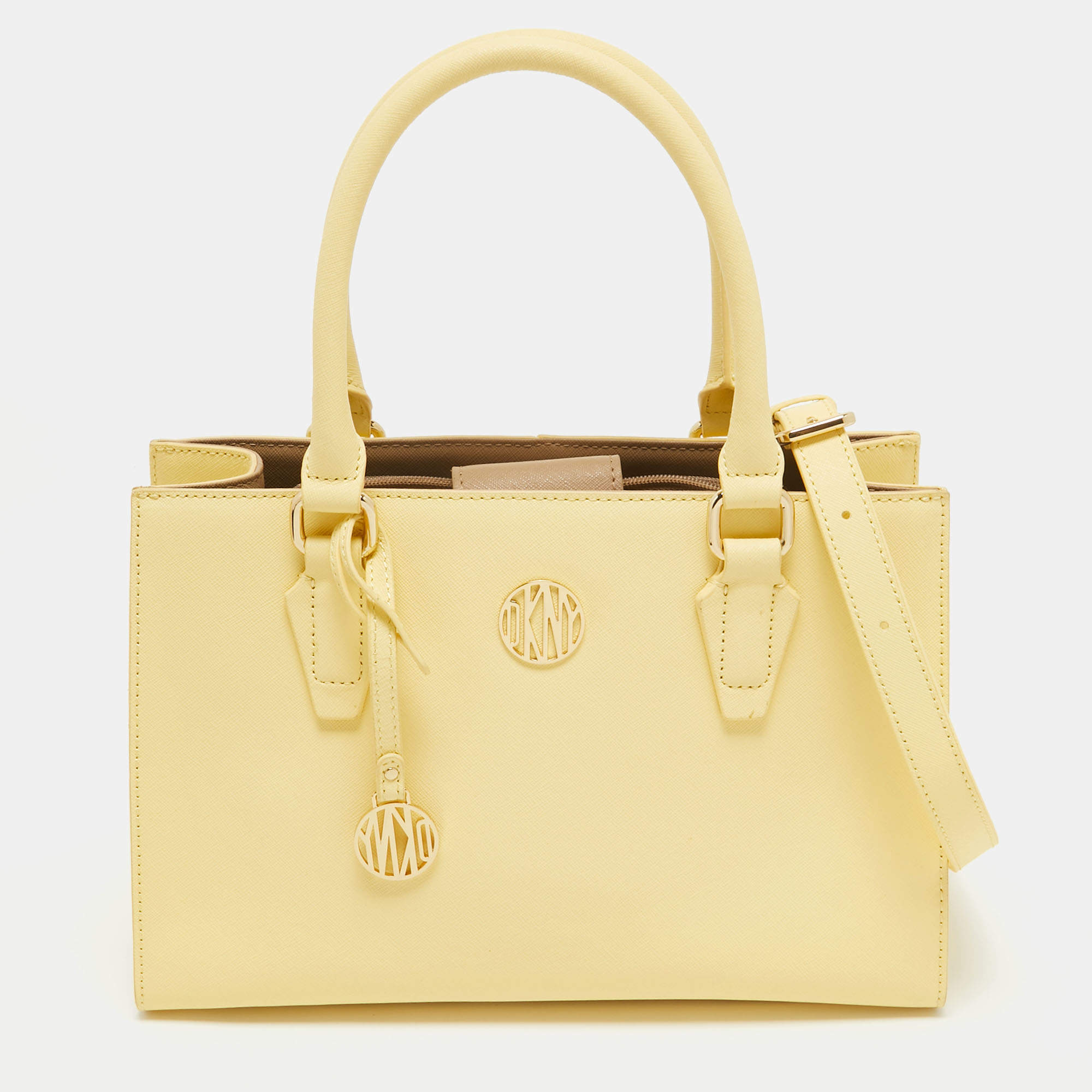 Pre Owned Dkny Yellow Leather Tote