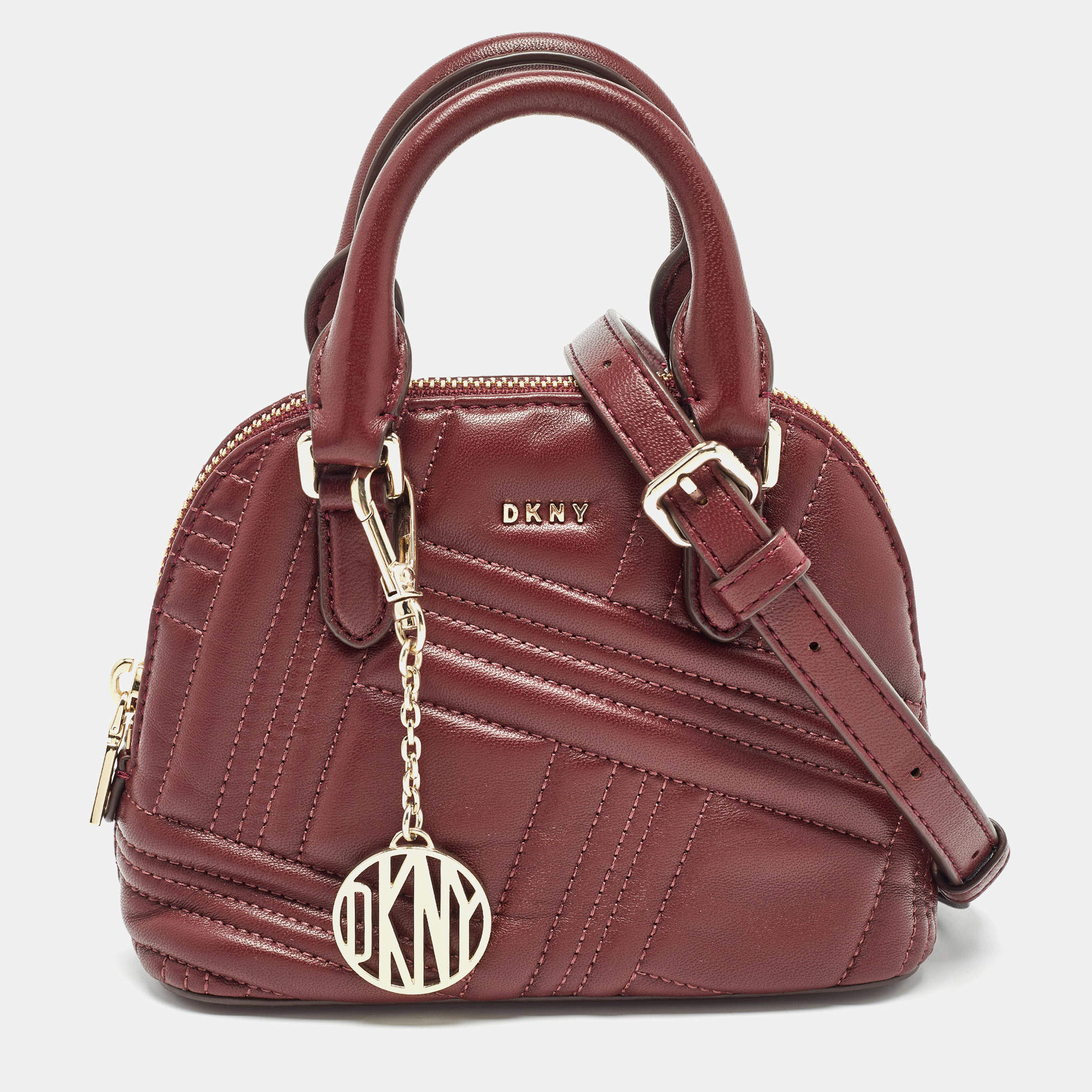 DKNY Burgundy Quilted Leather Mini Allen Satchel