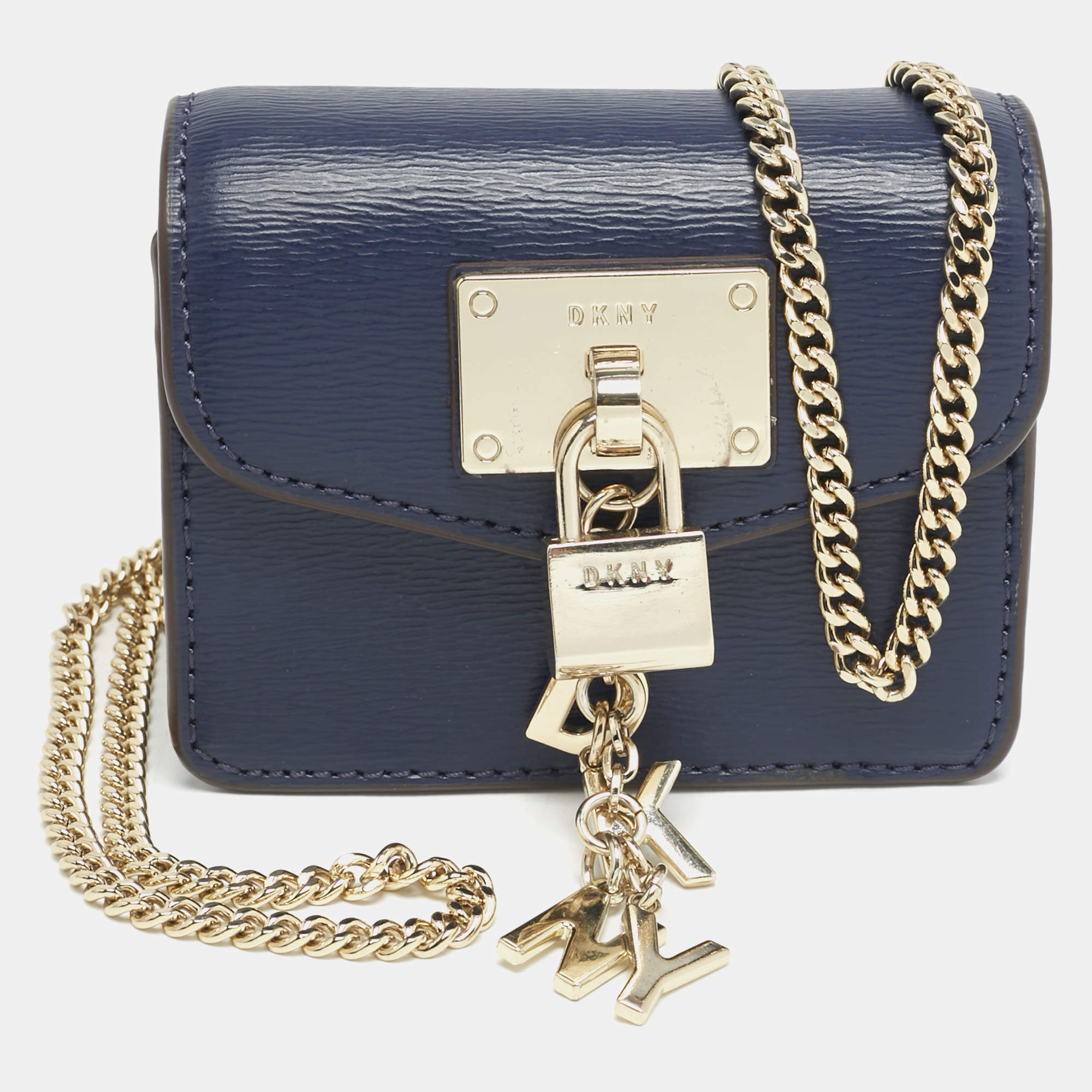 DKNY Navy Blue Leather Elissa Micro Mini Bag