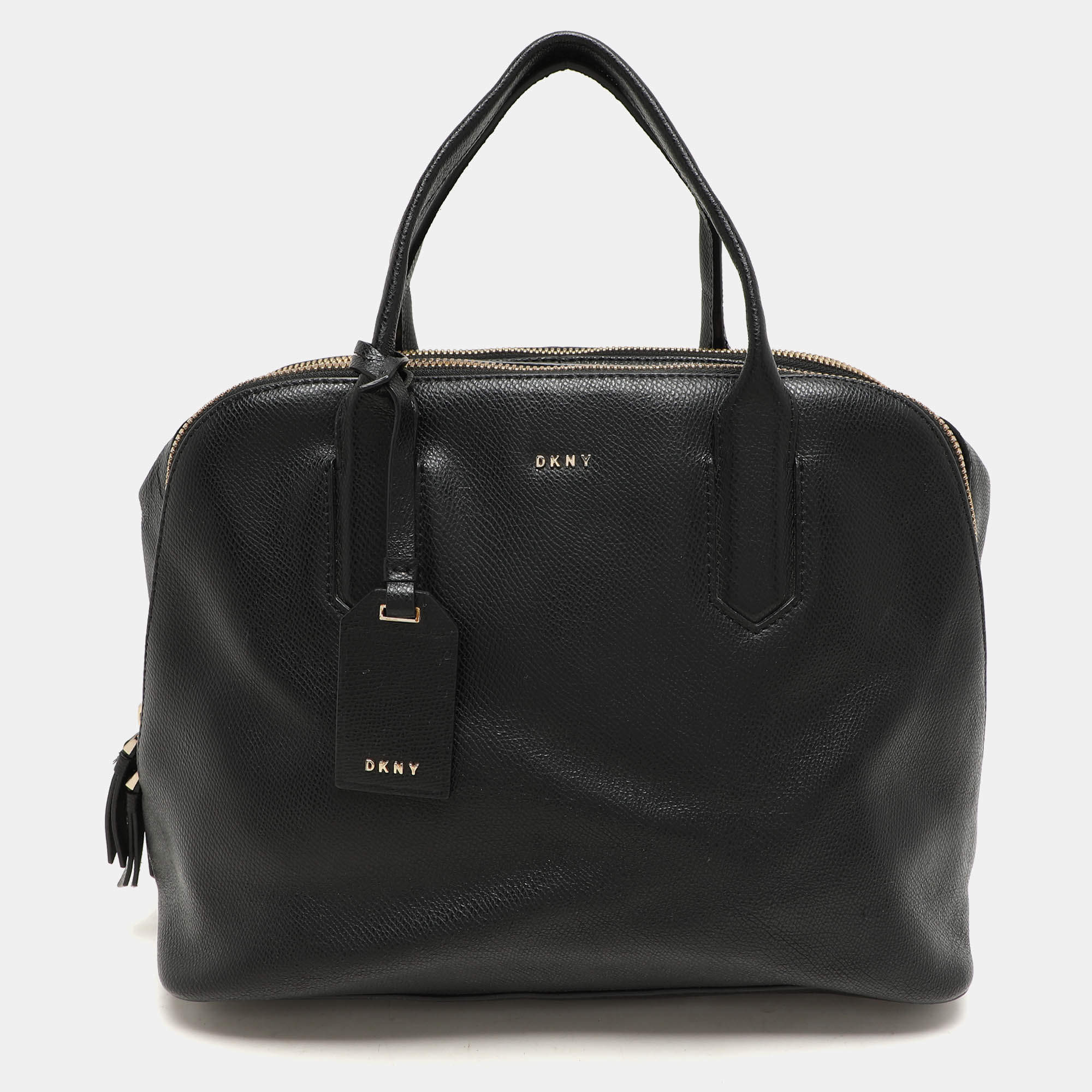 DKNY Black Leather Dome Satchel
