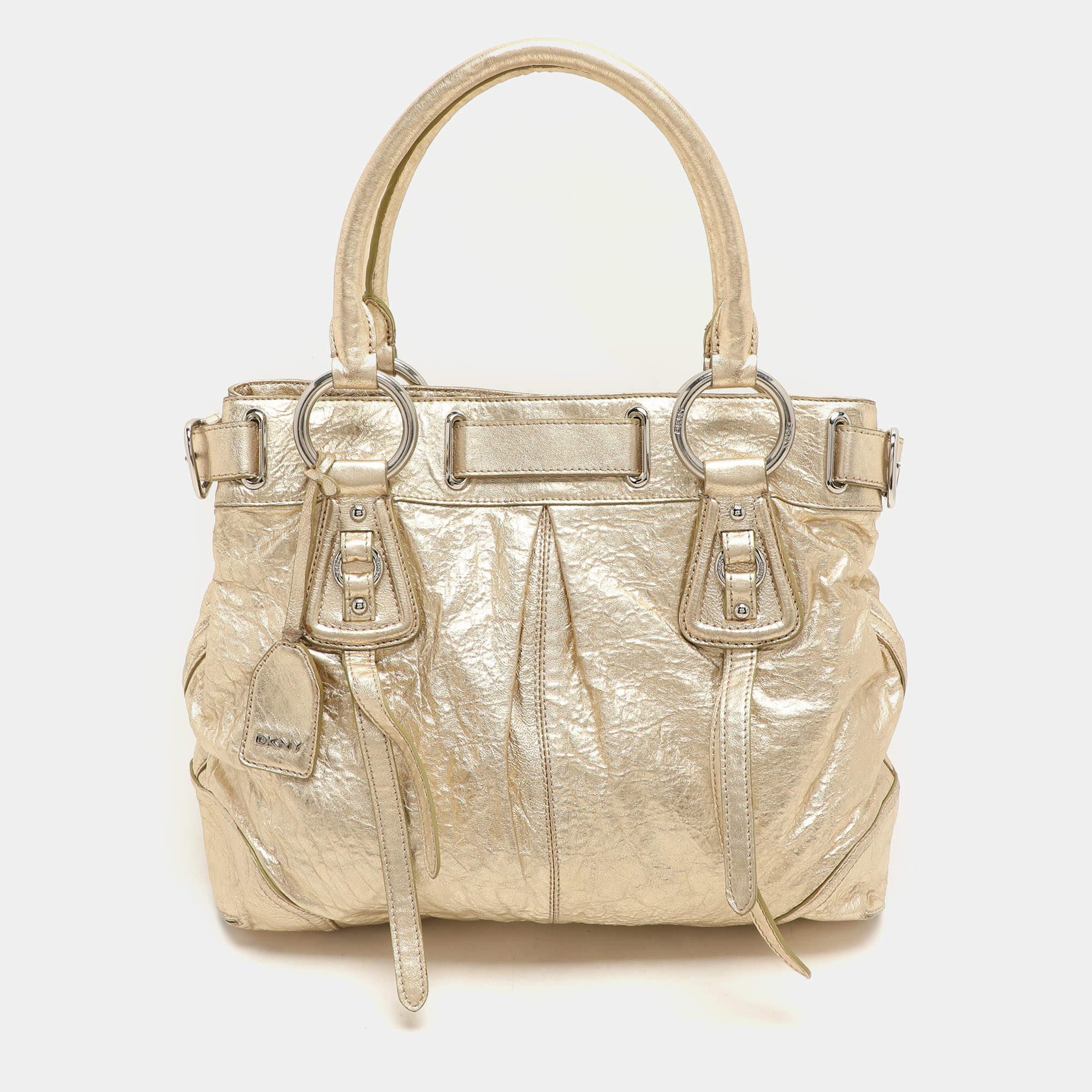 DKNY Gold Crinkled Leather Tote
