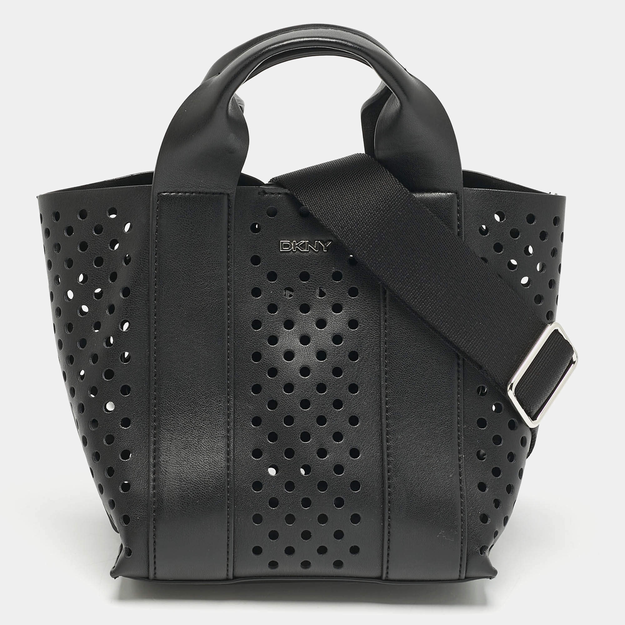 Pre Owned DKNY Black Faux Leather Mini Dakota Tote