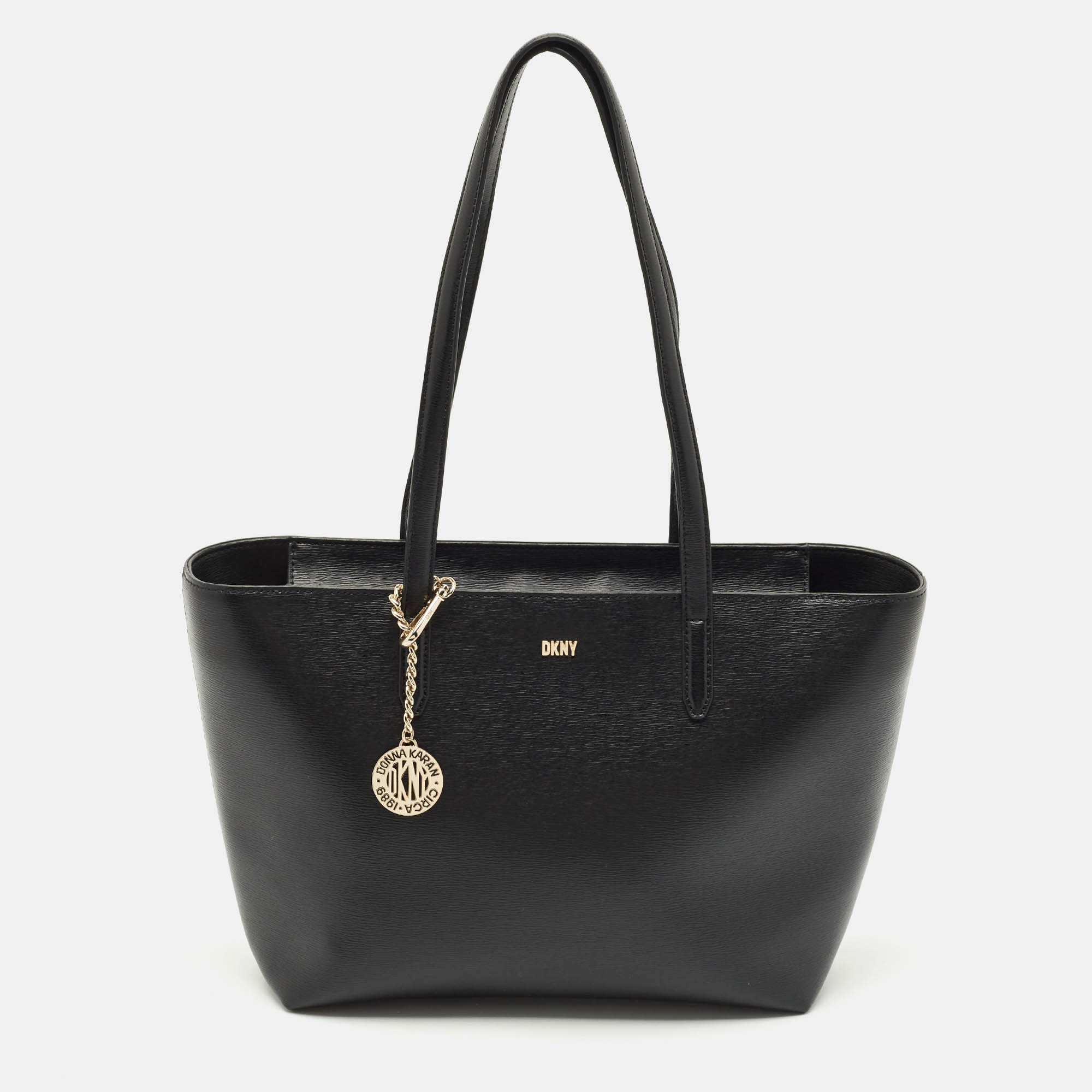 Dkny Black Leather Bryant Zip Tote