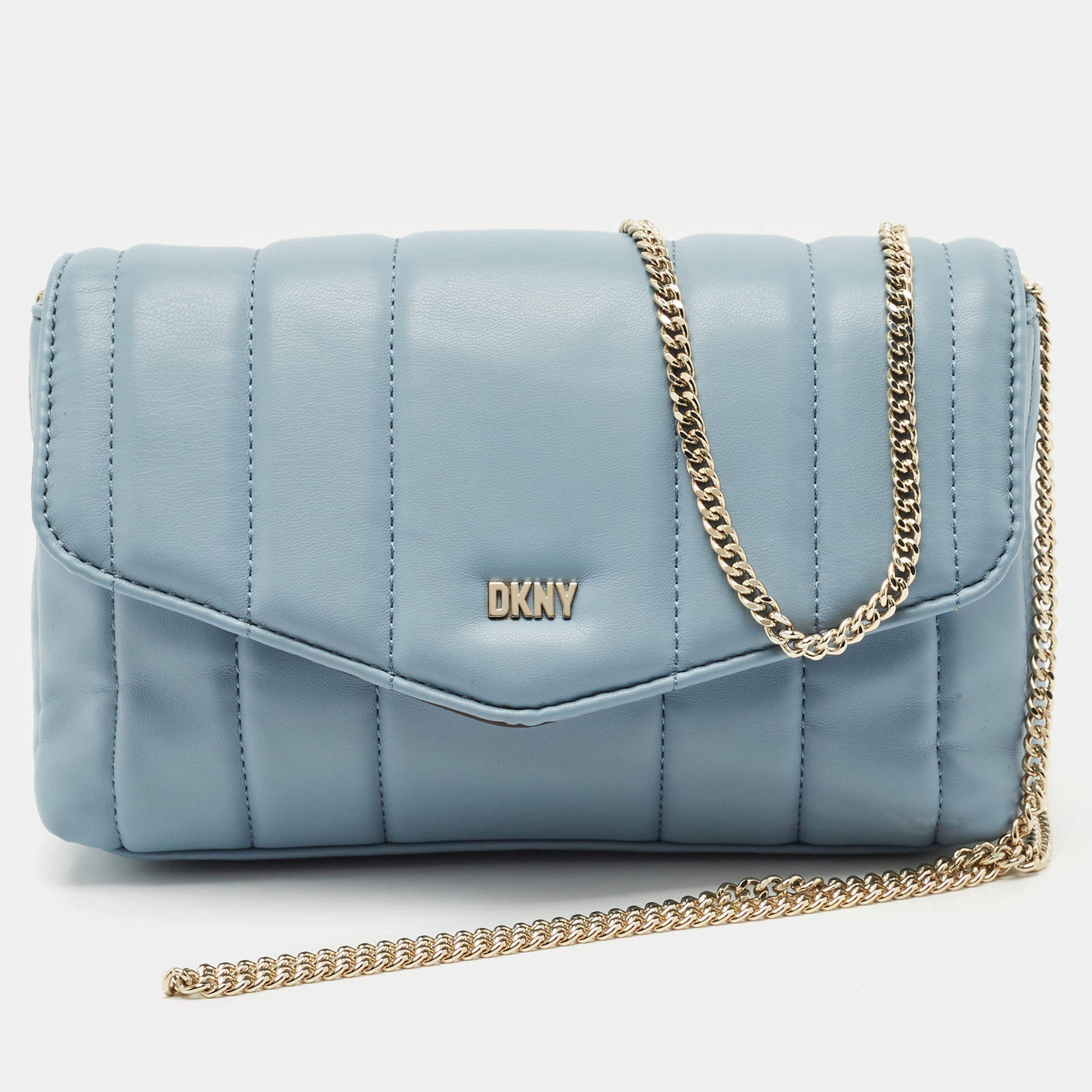 DKNY Light Blue Faux Leather Lexington Shoulder Bag