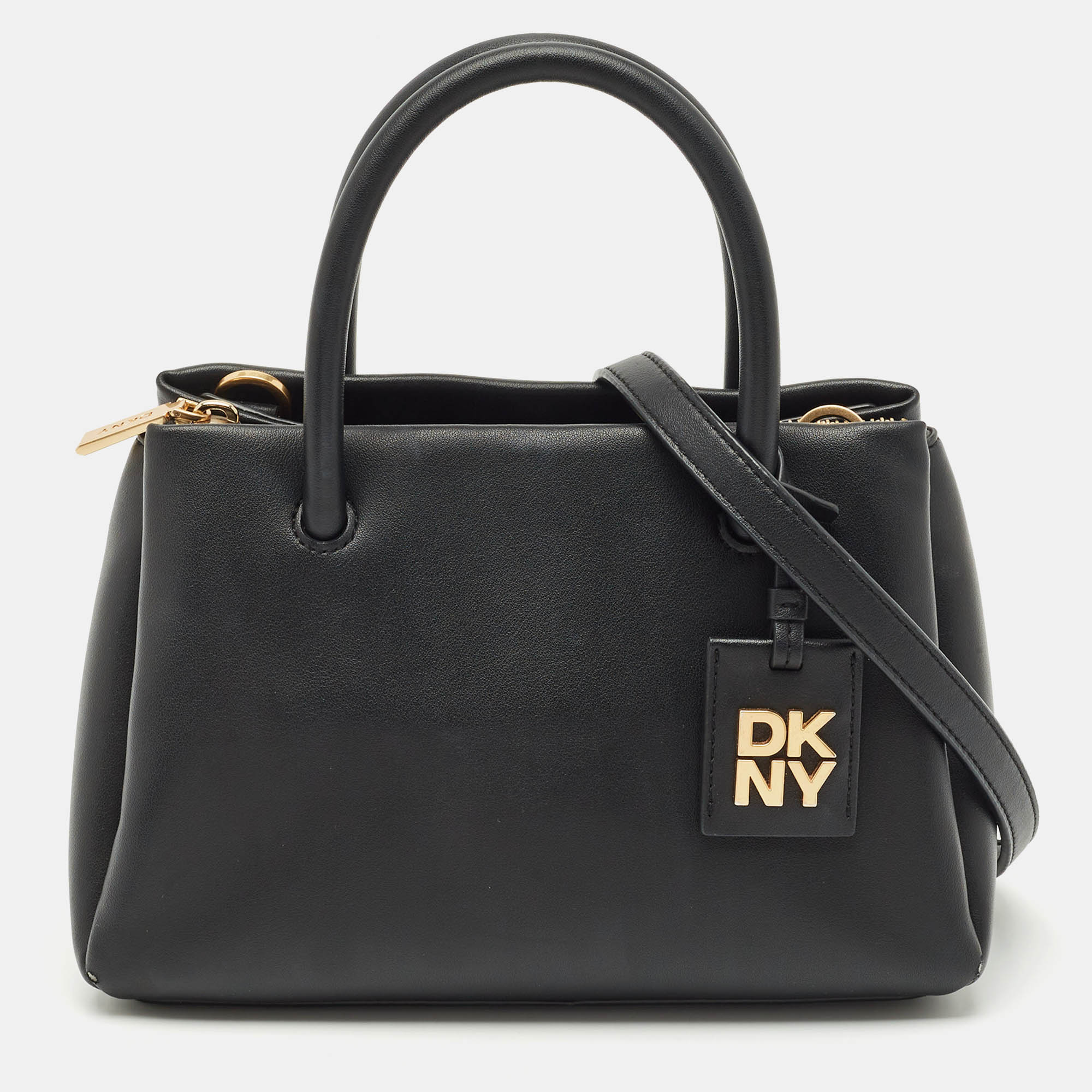 Pre Owned DKNY Black Leather Small Dixie Tote