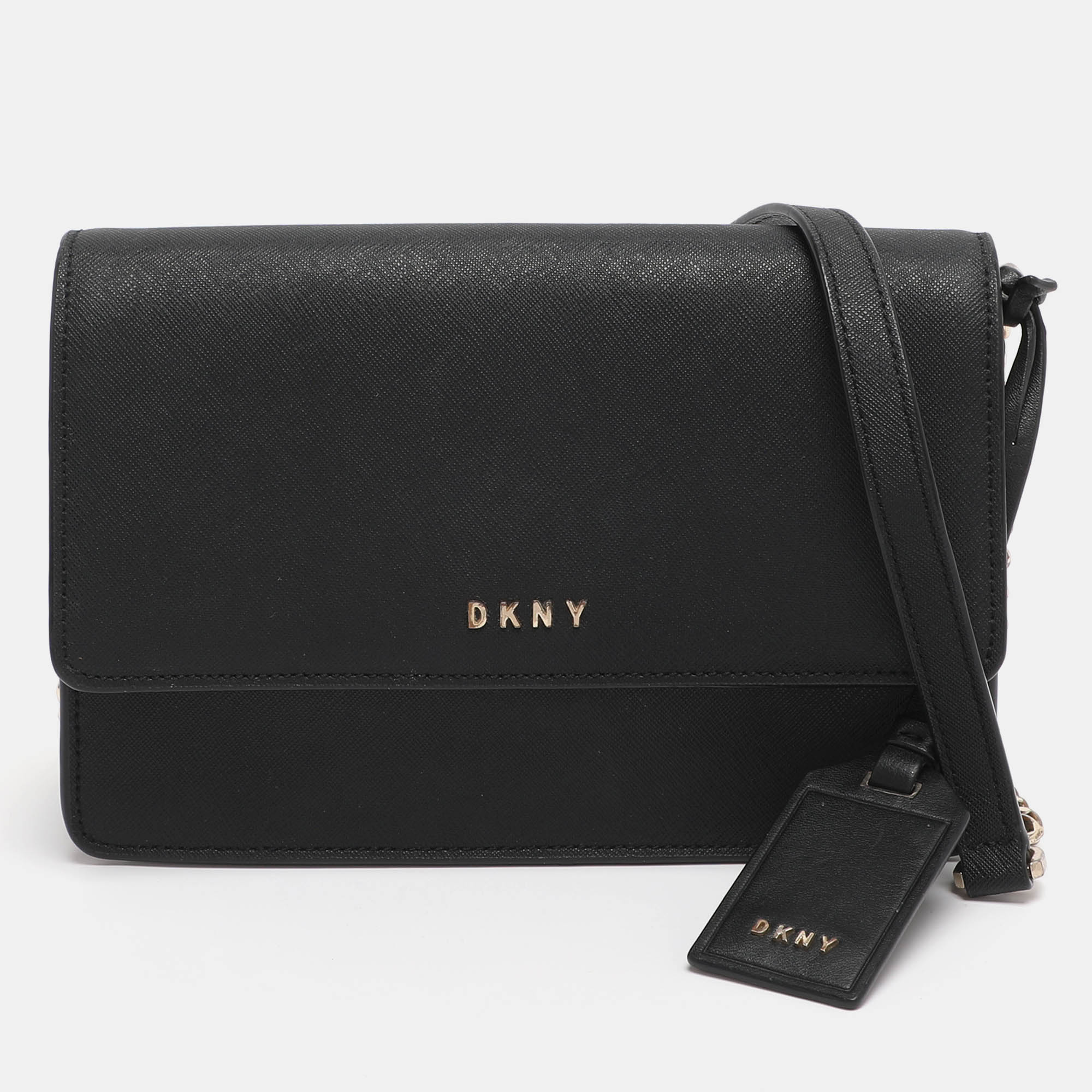 Pre Owned Dkny Black Leather Crossbody Bag