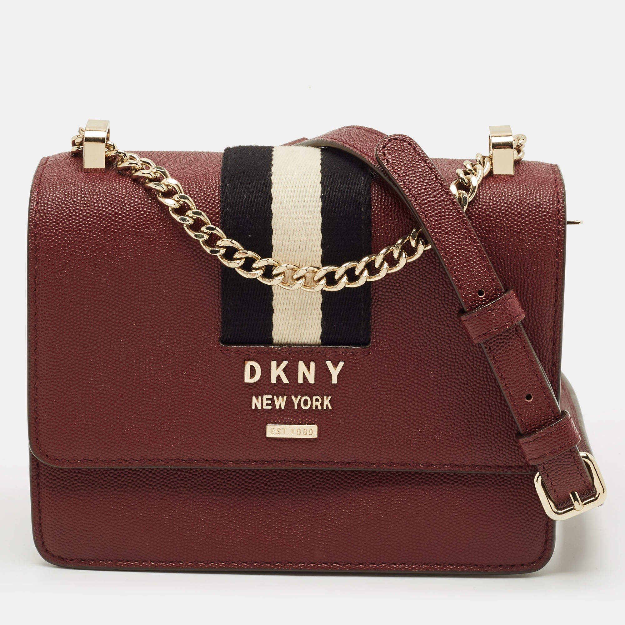 Pre Owned DKNY Burgundy Leather Liza Crossbody Bag