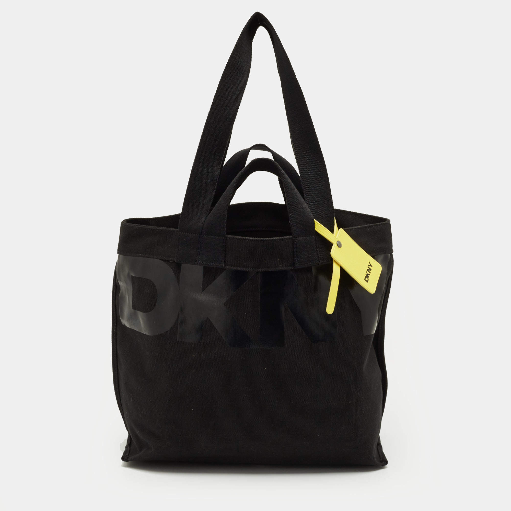 Pre Owned Dkny Black Canvas Logo Tote