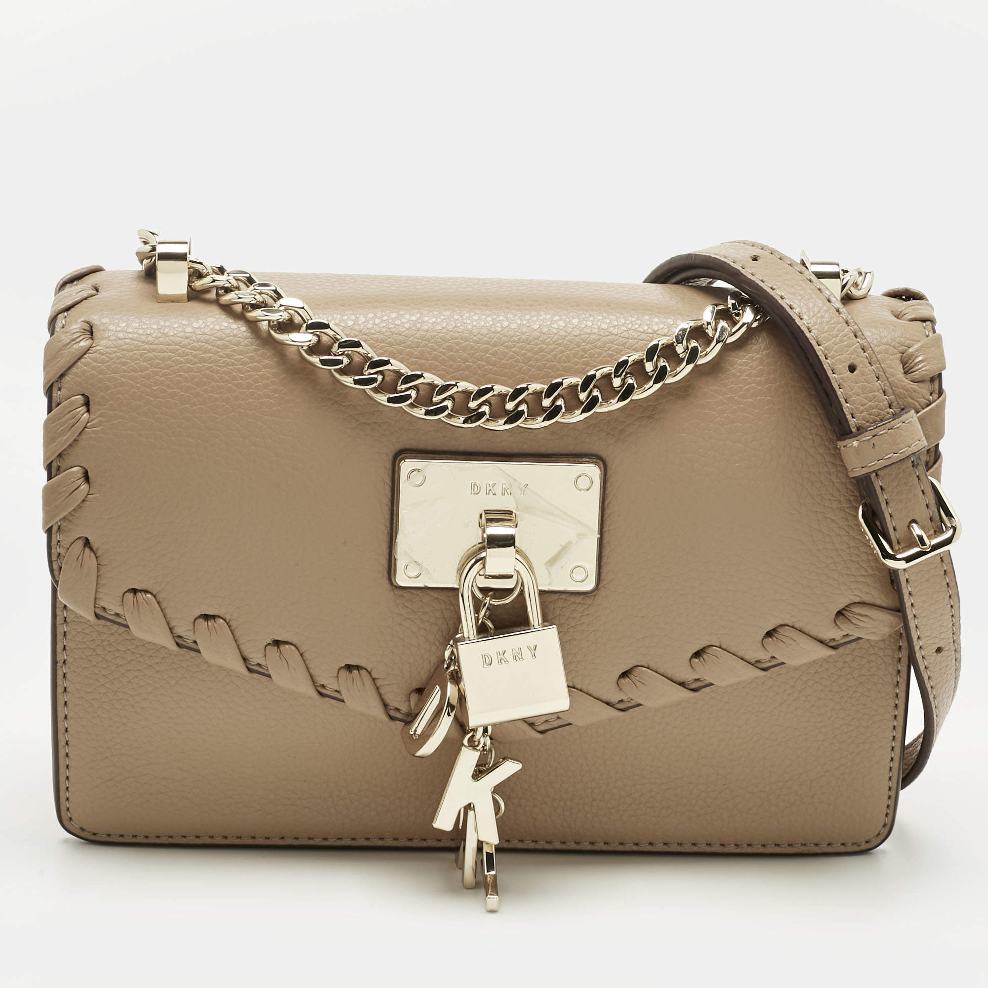Pre Owned Dkny Beige Leather Elissa Crossbody Bag