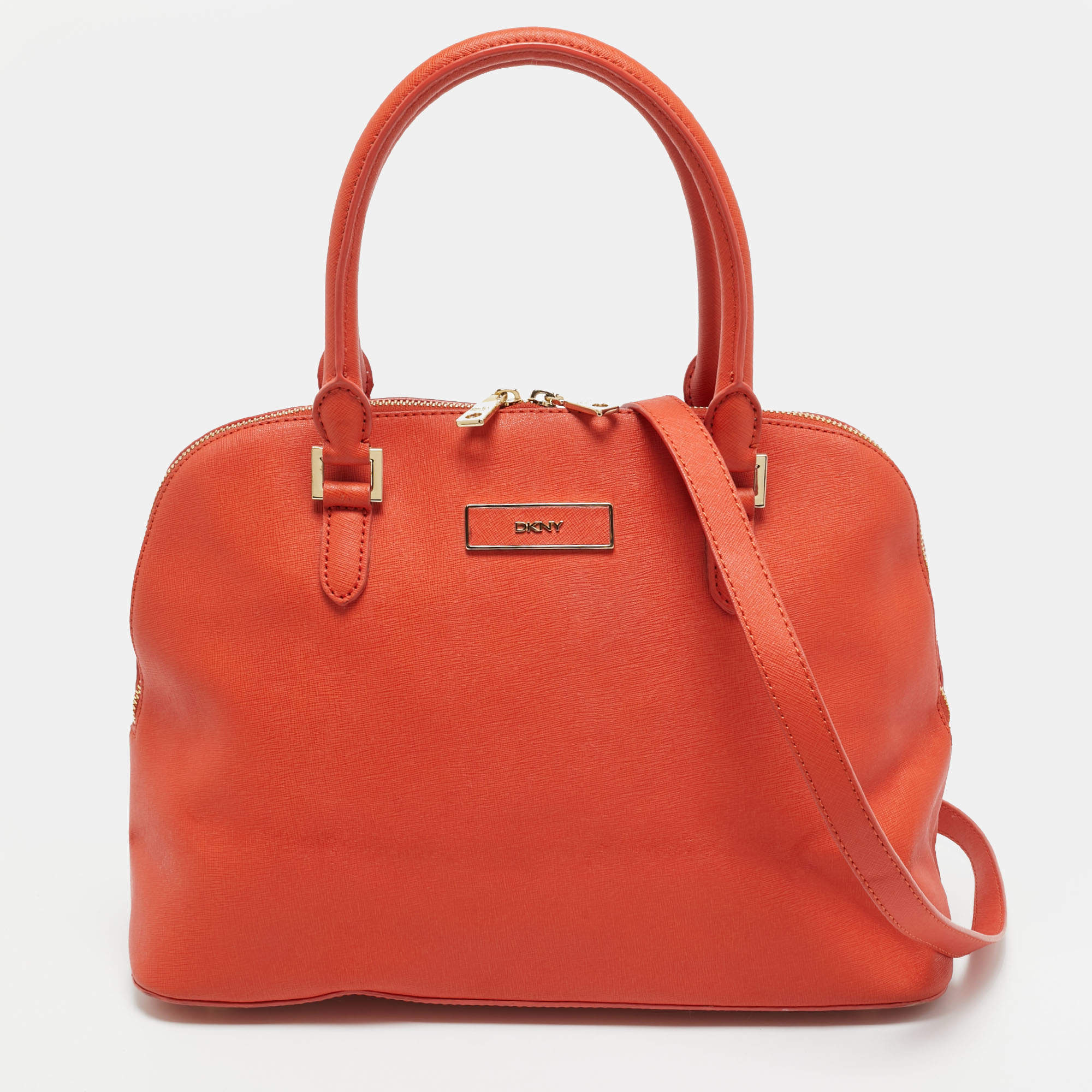 مملوكة مسبقًا حقيبة DKNY ساتشيل جلد برتقالي دوم