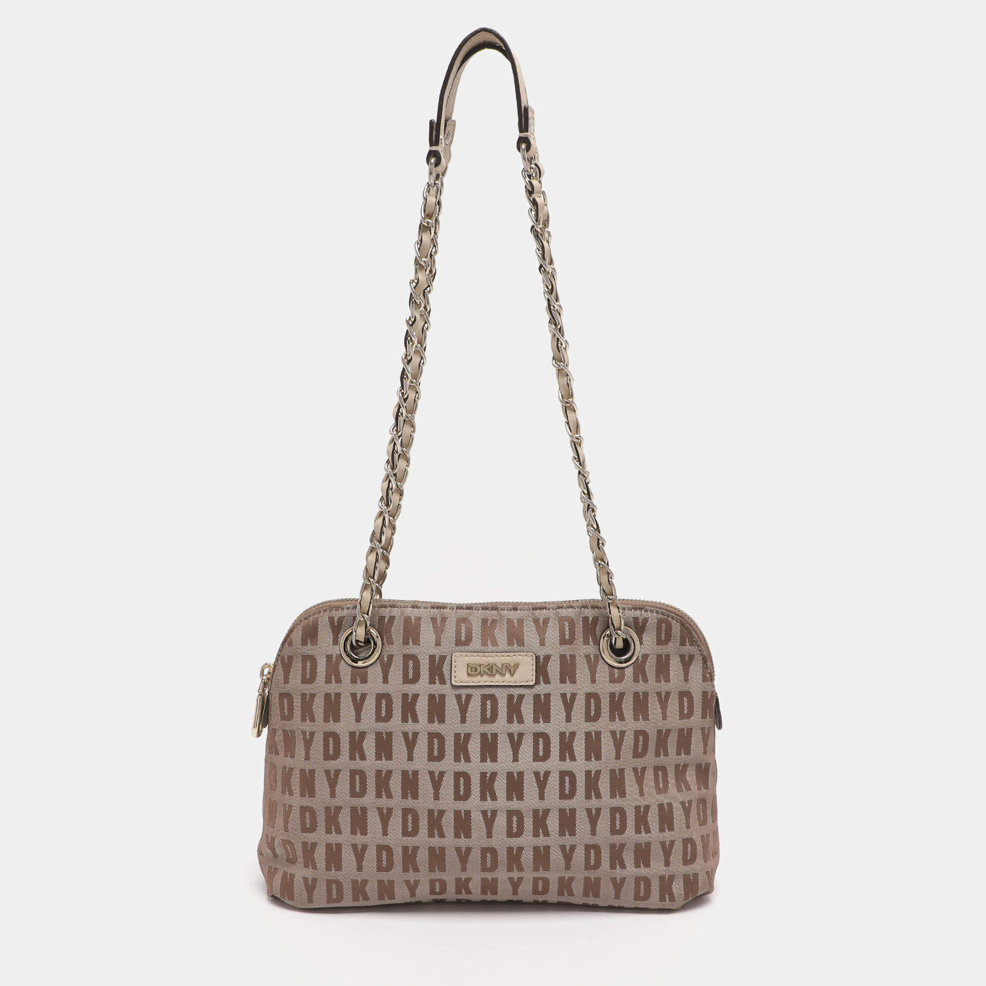 Pre Owned حقيبة كتف دي كي إن واي كانفاس بشعار بيج