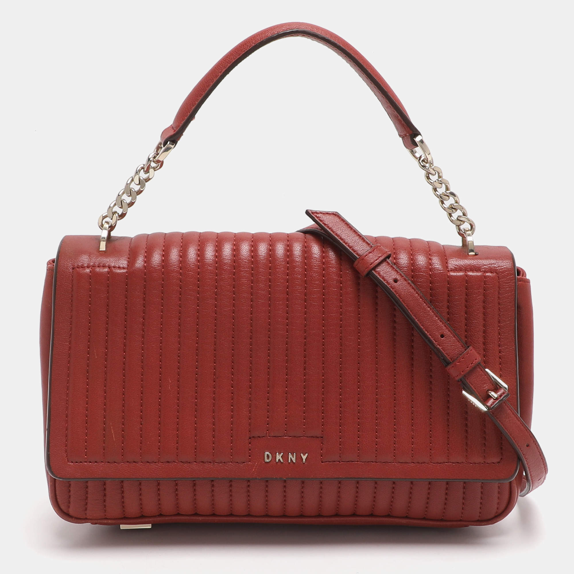 Pre Owned DKNY Gansevoort Brique Red Quilted Leather Shoulder Bag